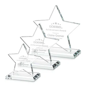 Starfire Crystal Star Award in Amber, Light Blue or Rosewood