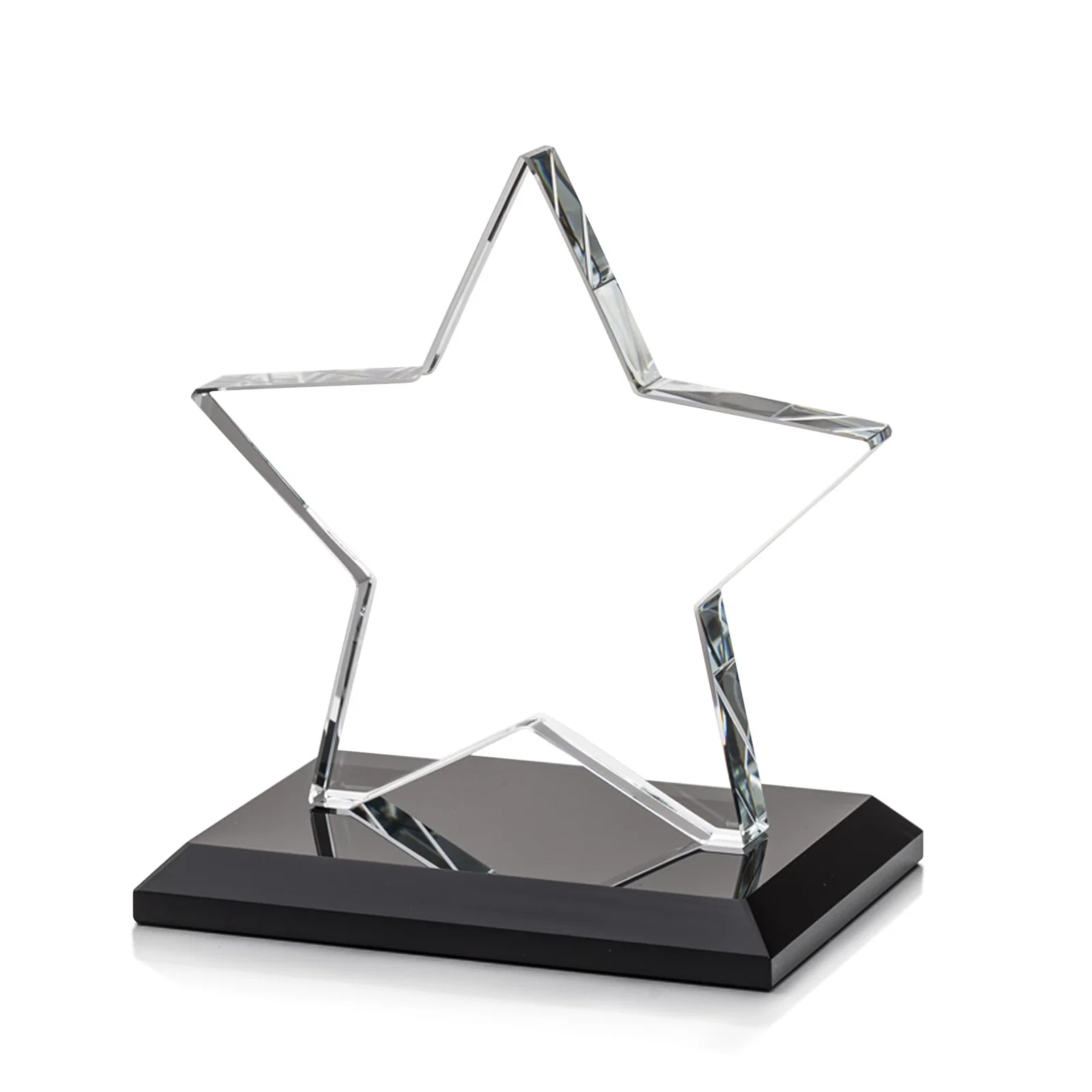 Custom engraved Starfire Crystal Star Award in Amber, Light Blue or Rosewood for dealer and partner awards