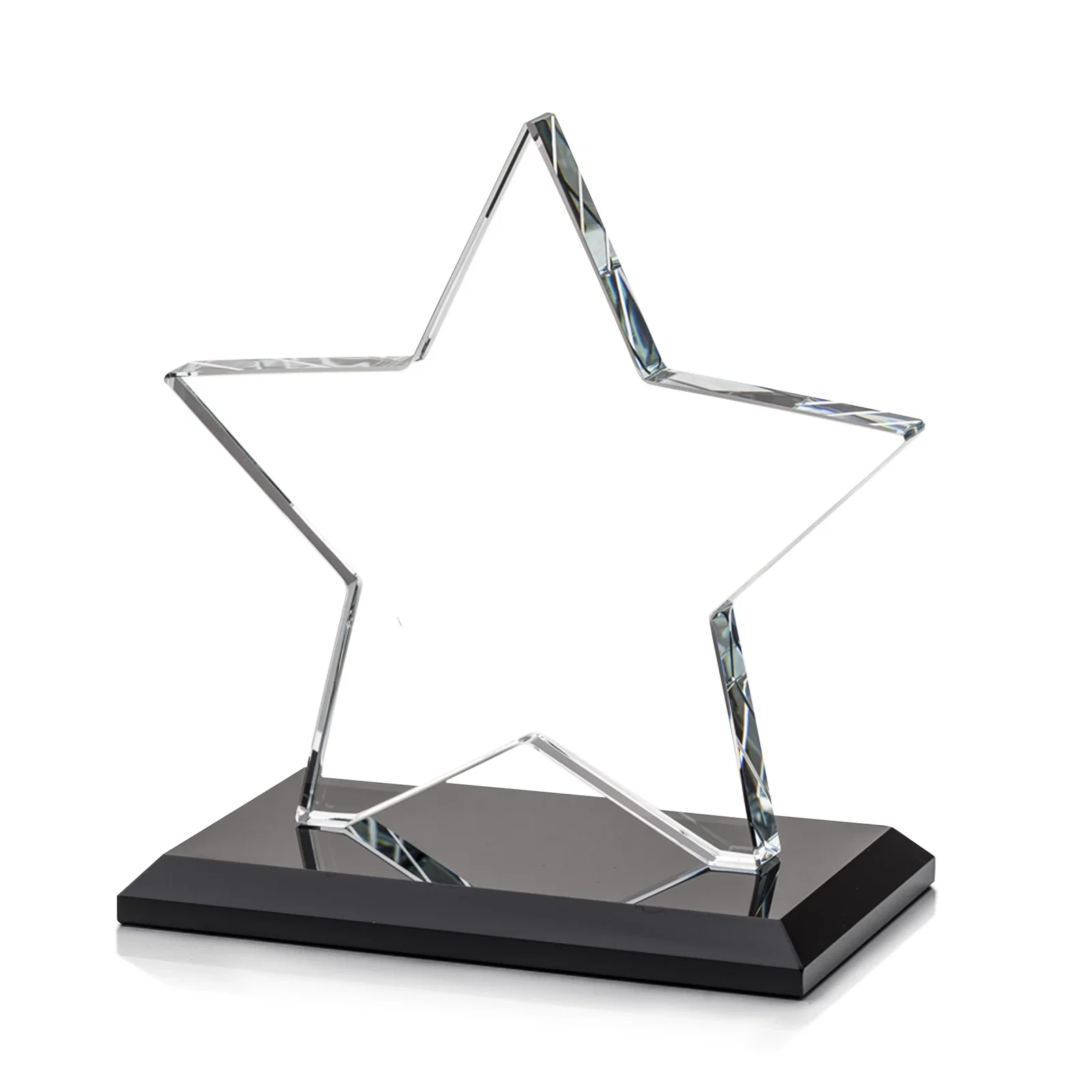 Custom engraved Starfire Crystal Star Award in Amber, Light Blue or Rosewood for company anniversary events