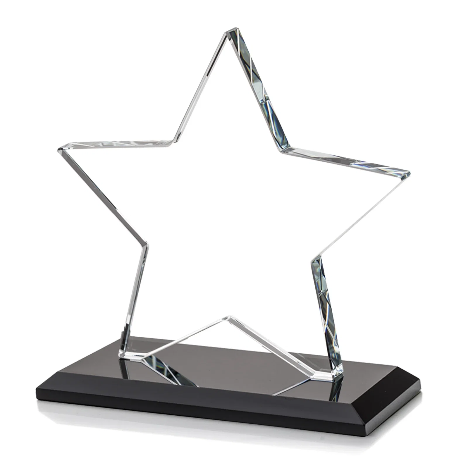 Custom Starfire Crystal Star Award in Amber, Light Blue or Rosewood, with your logo for employee recognition