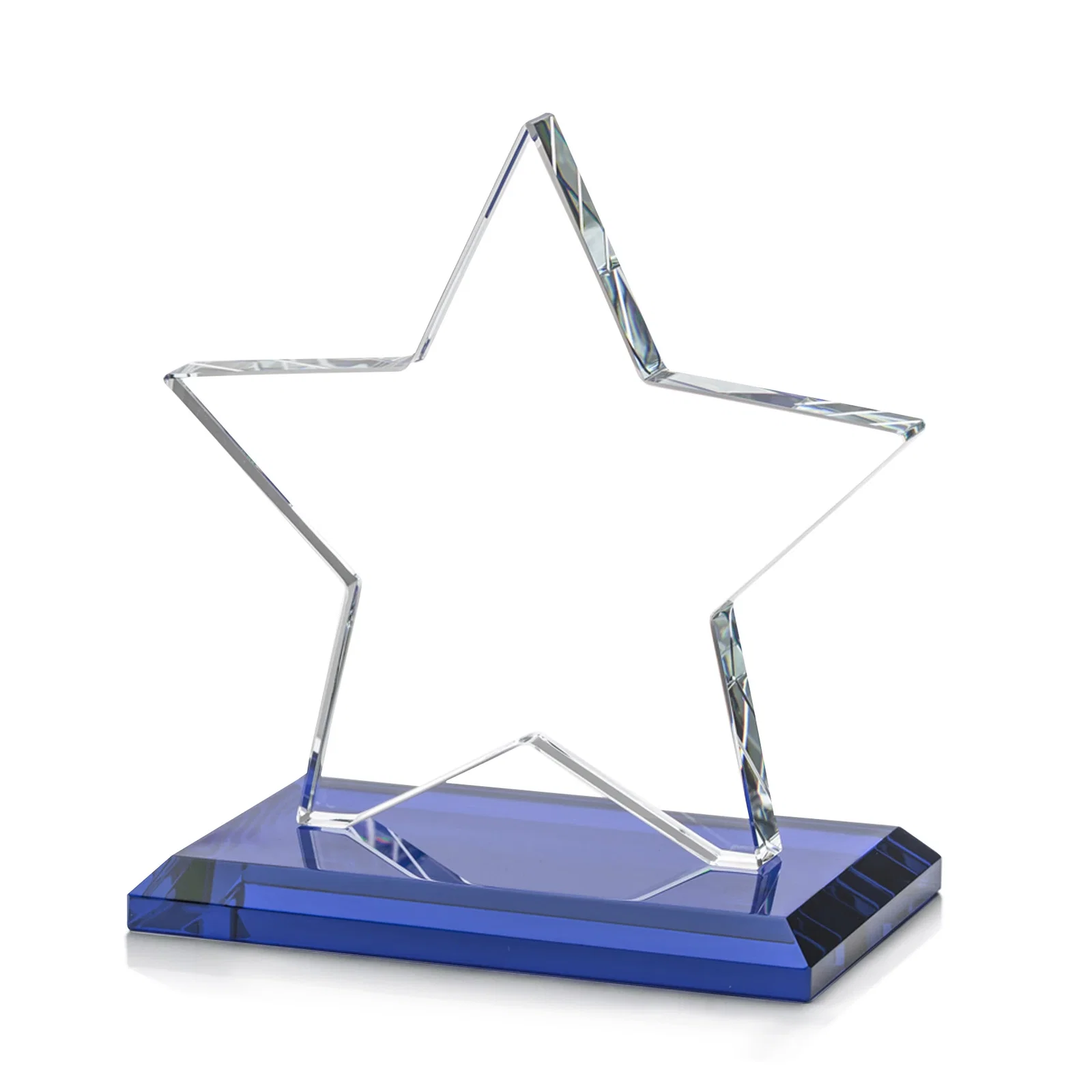 Custom Starfire Crystal Star Award in Amber, Light Blue or Rosewood, with your logo for service anniversary gifts