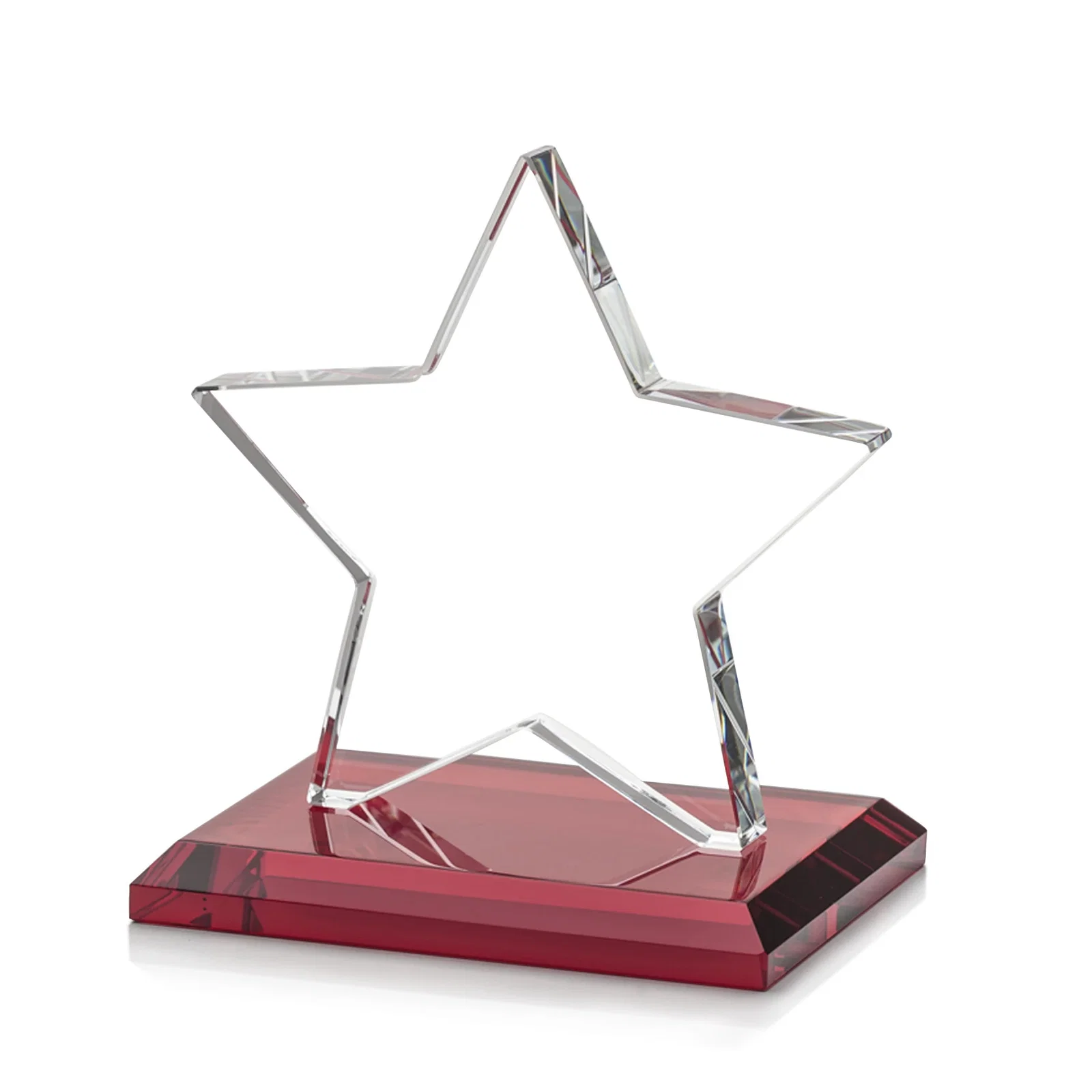Custom Starfire Crystal Star Award in Amber, Light Blue or Rosewood, with your logo for graduation ceremonies