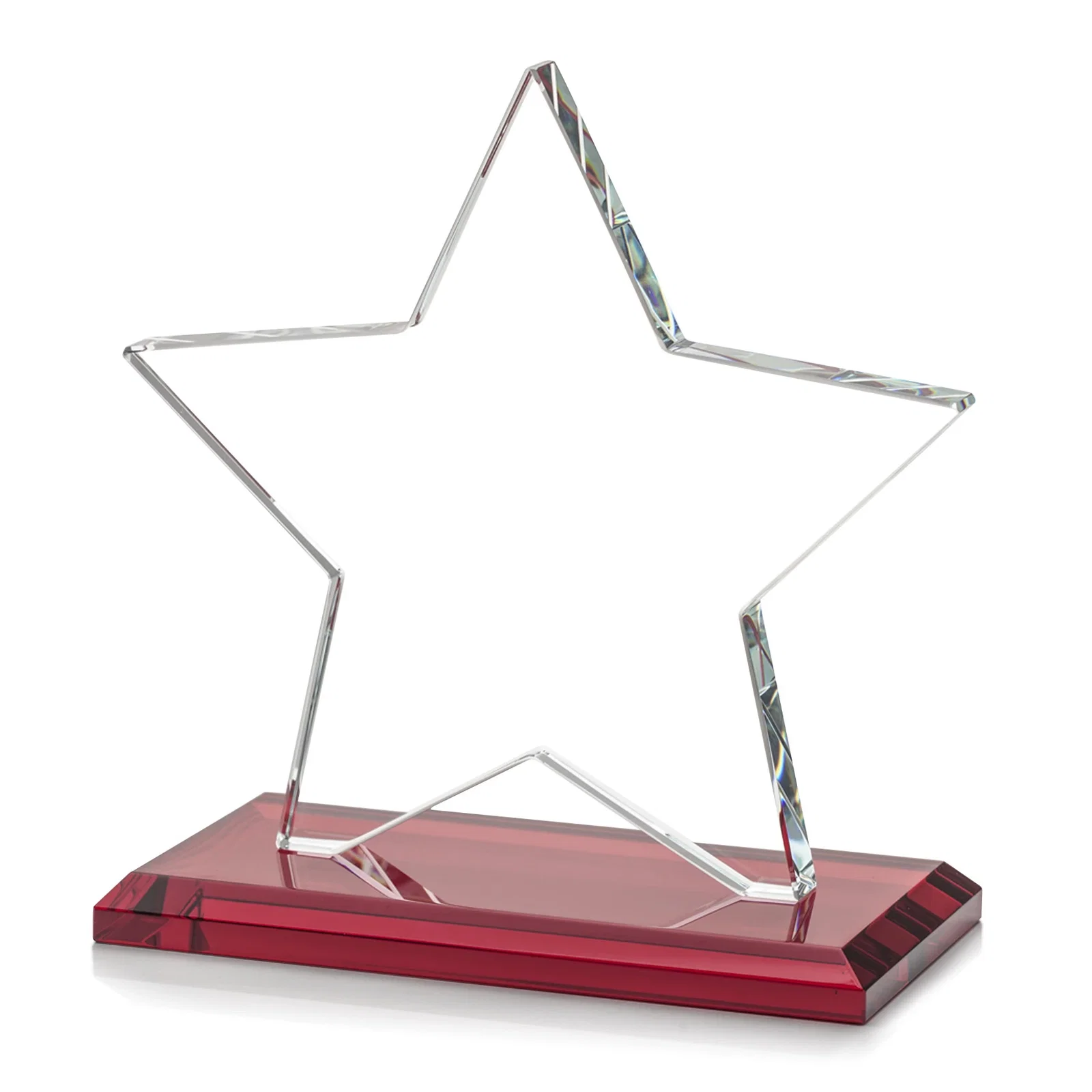 Custom Starfire Crystal Star Award in Amber, Light Blue or Rosewood, with your logo for volunteer appreciation