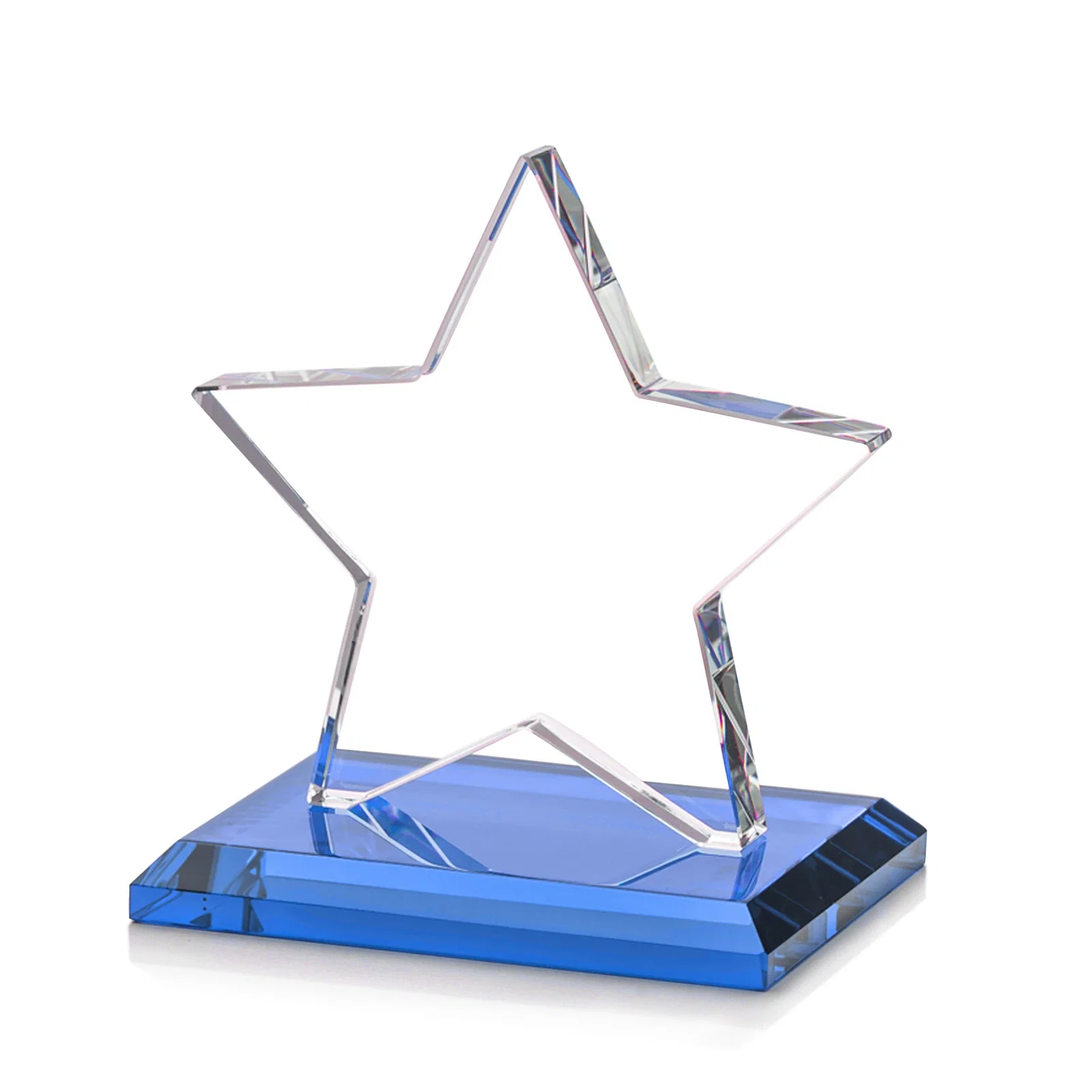 Custom Starfire Crystal Star Award in Amber, Light Blue or Rosewood, with your logo for dealer and partner awards
