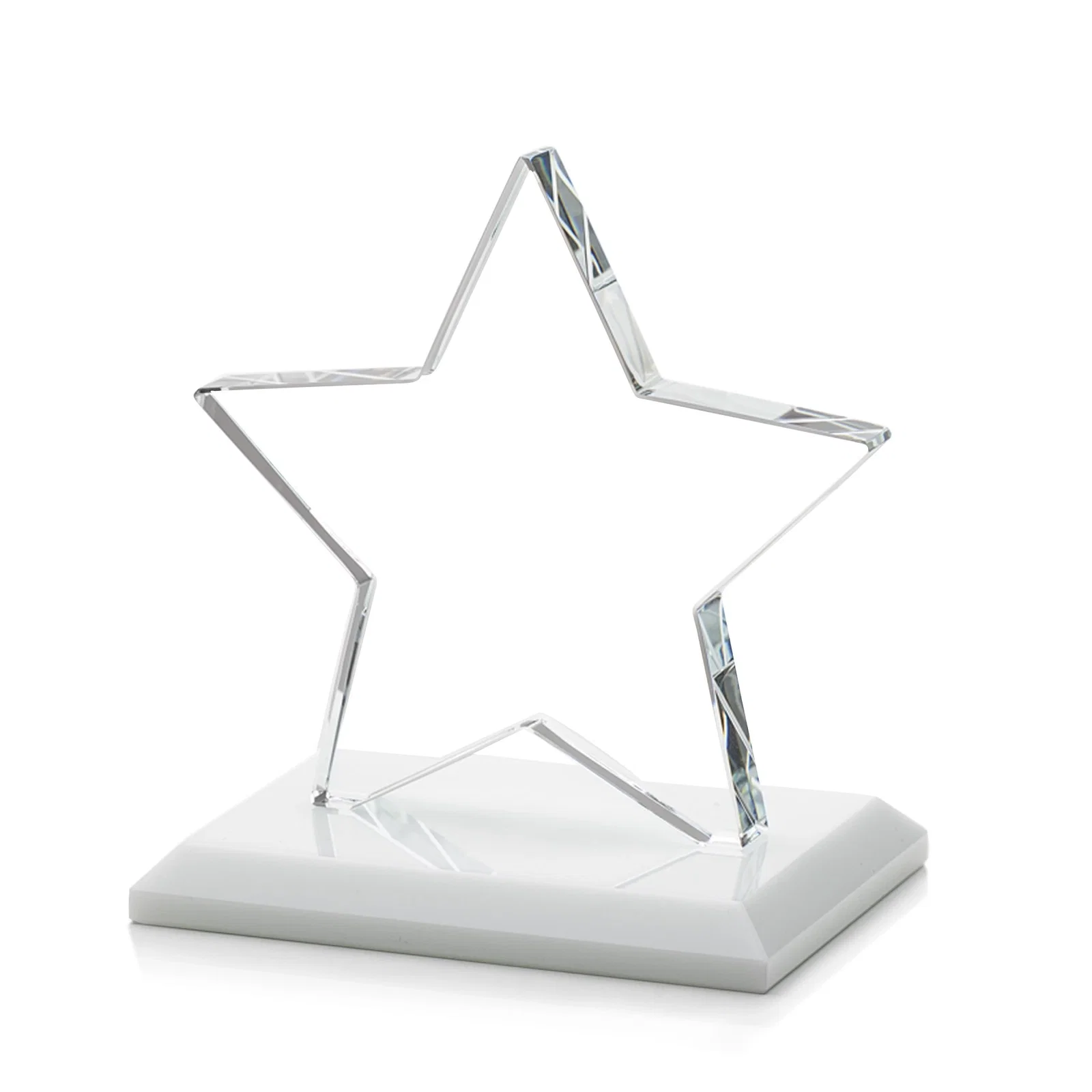 Personalized Starfire Crystal Star Award in Amber, Light Blue or Rosewood, with your logo for corporate award ceremonies