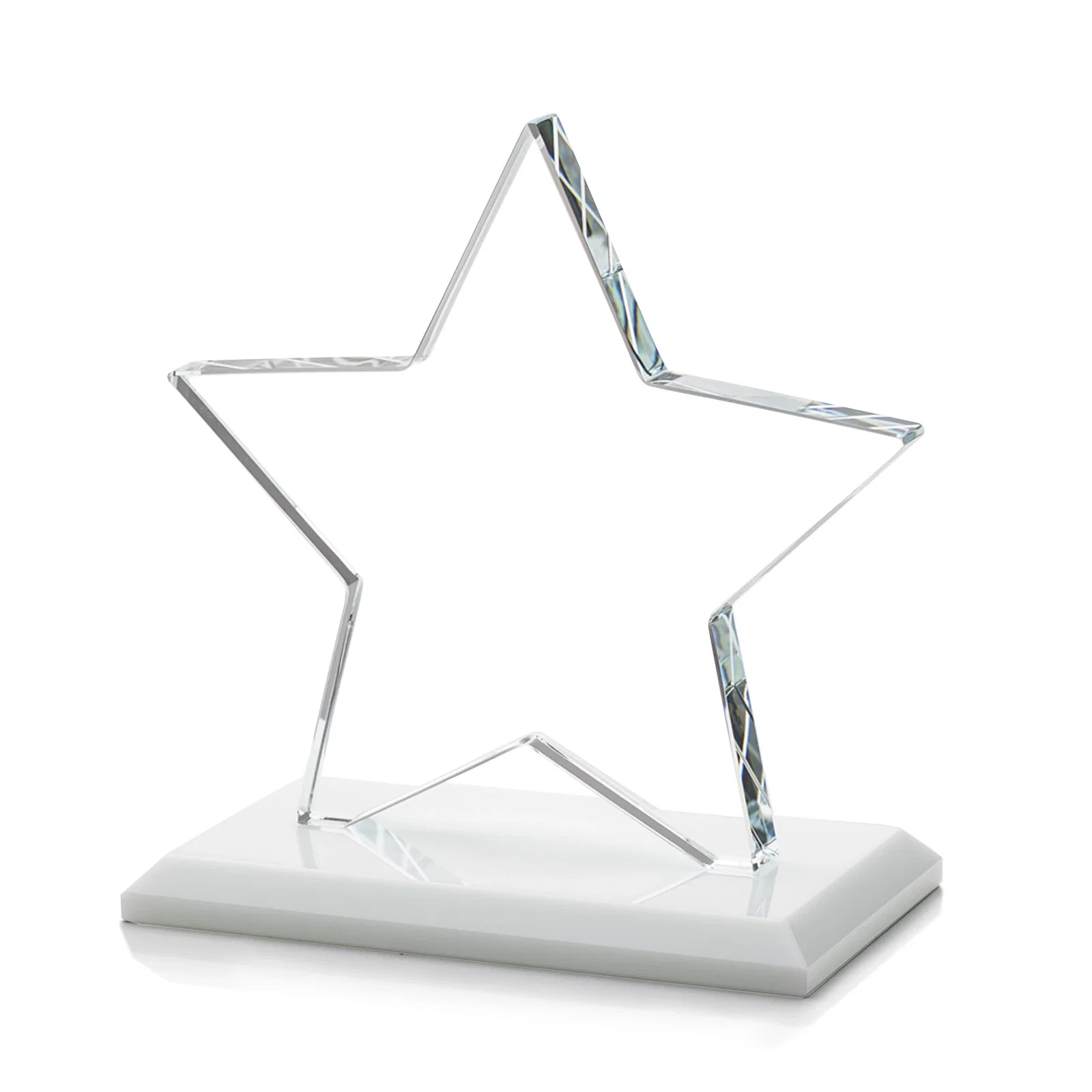 Personalized Starfire Crystal Star Award in Amber, Light Blue or Rosewood, with your logo for service anniversary gifts