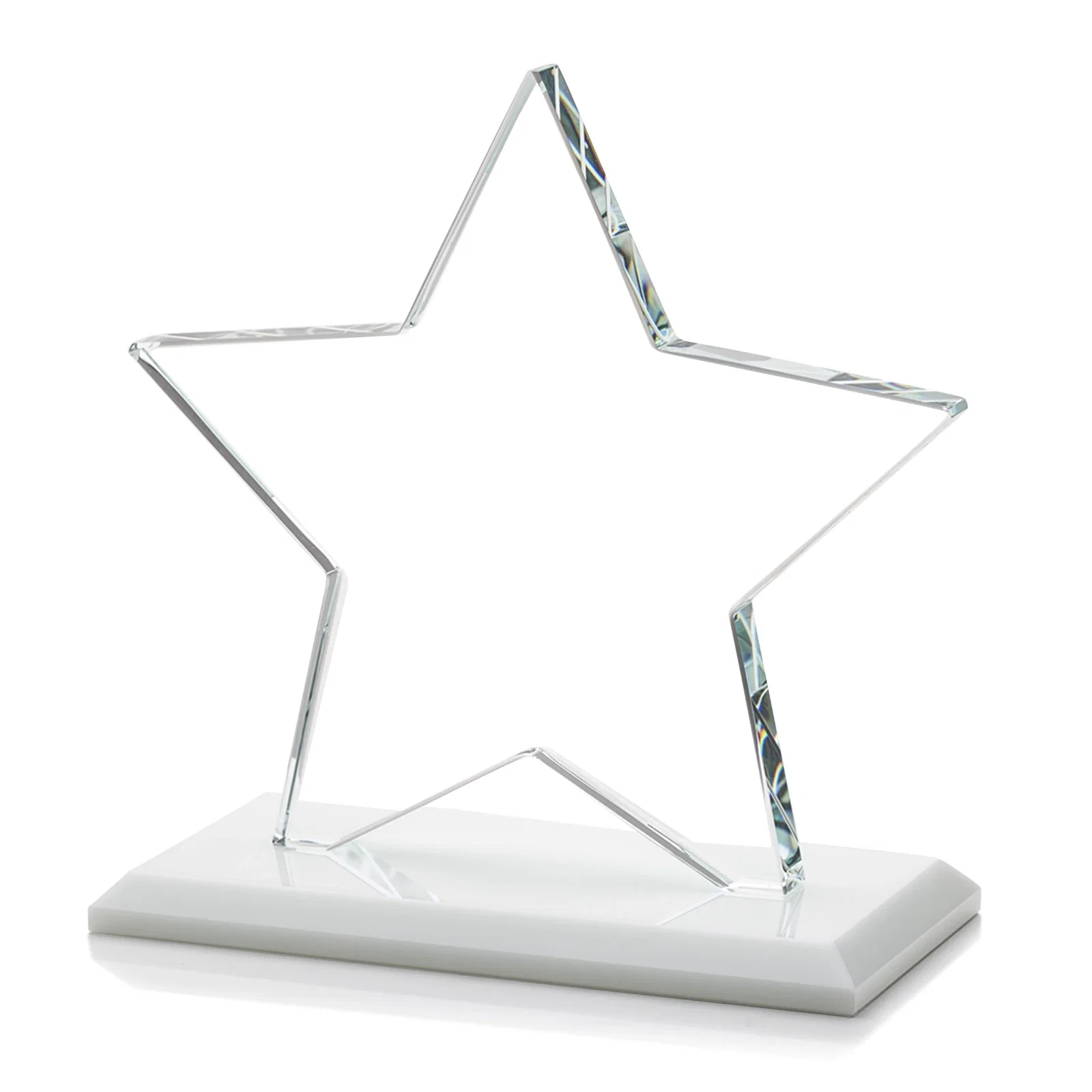 Personalized Starfire Crystal Star Award in Amber, Light Blue or Rosewood, with your logo for sales achievement awards