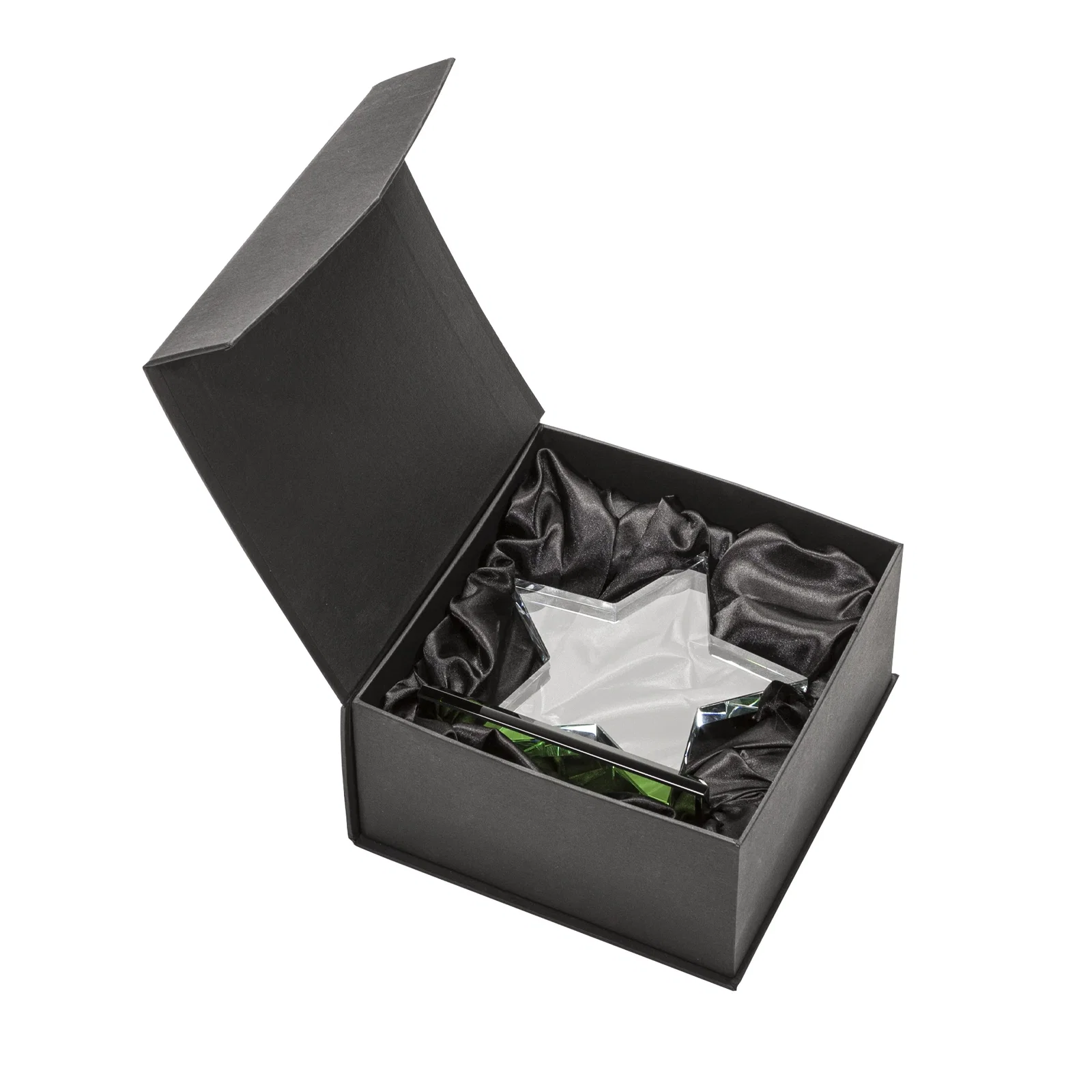 Custom Starfire Crystal Star Award in Amber, Light Blue or Rosewood for retirement presentations