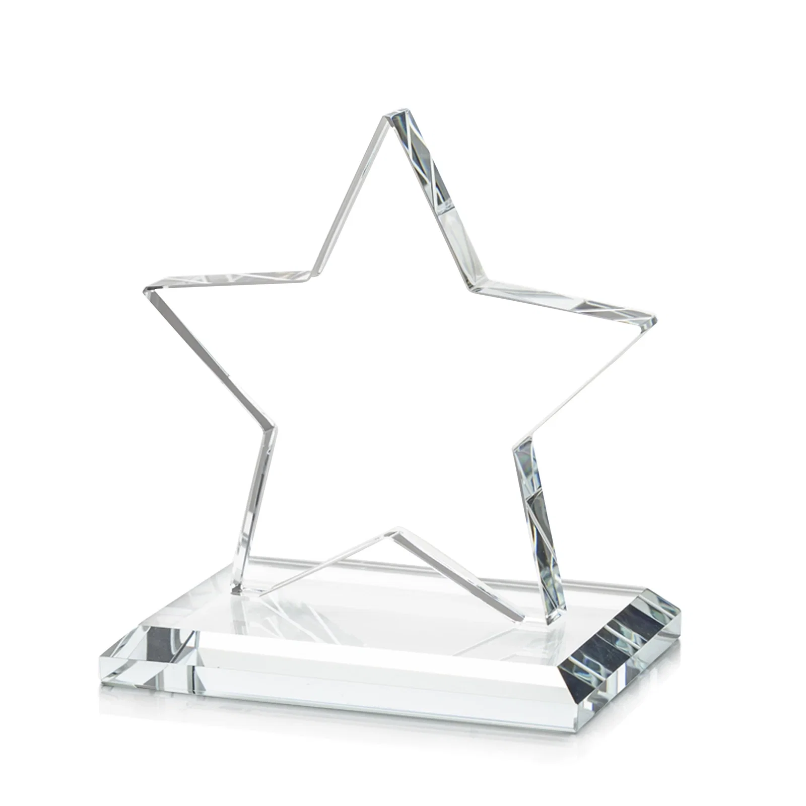 Custom engraved Starfire Crystal Star Award in Amber, Light Blue or Rosewood for corporate award ceremonies