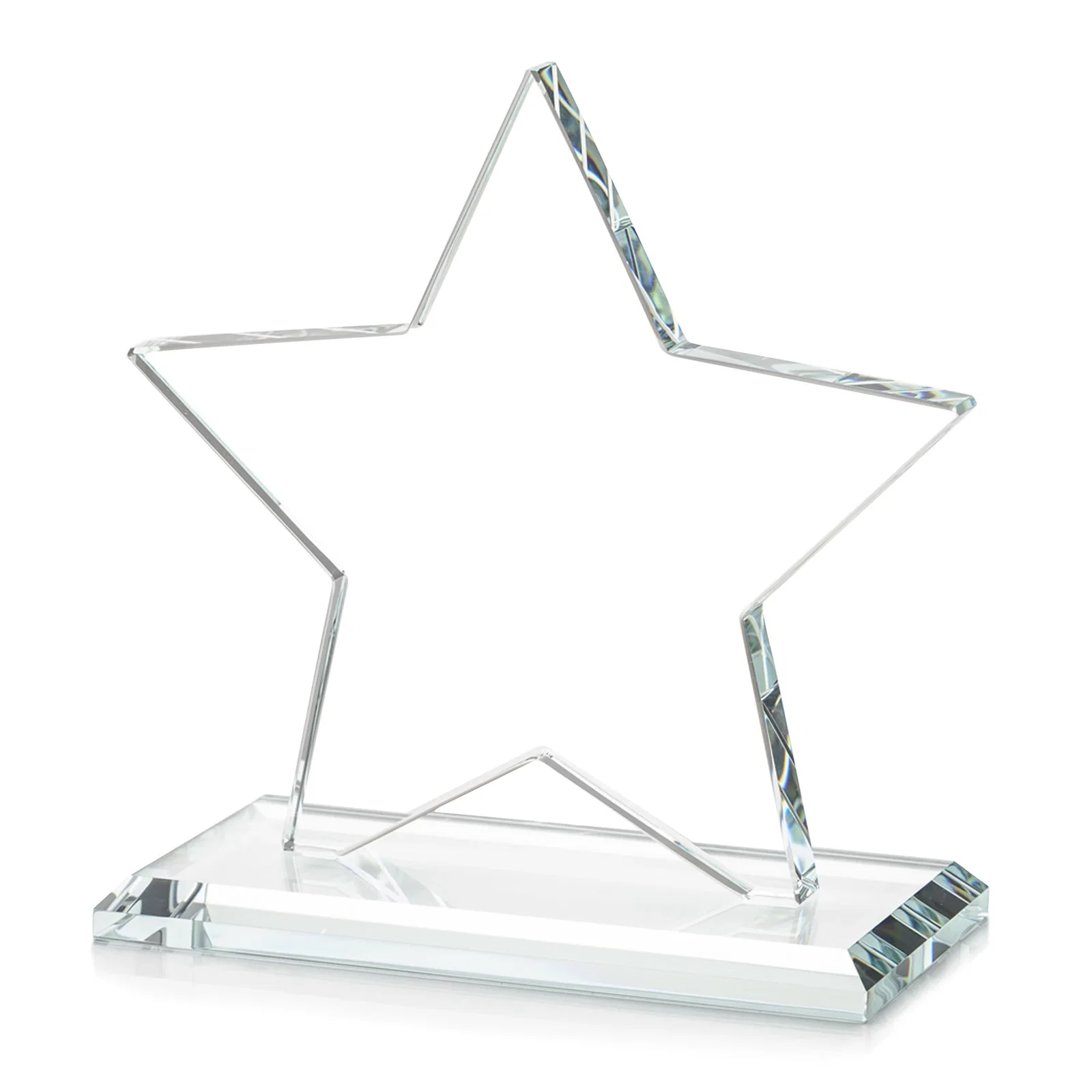 Custom engraved Starfire Crystal Star Award in Amber, Light Blue or Rosewood for sales achievement awards