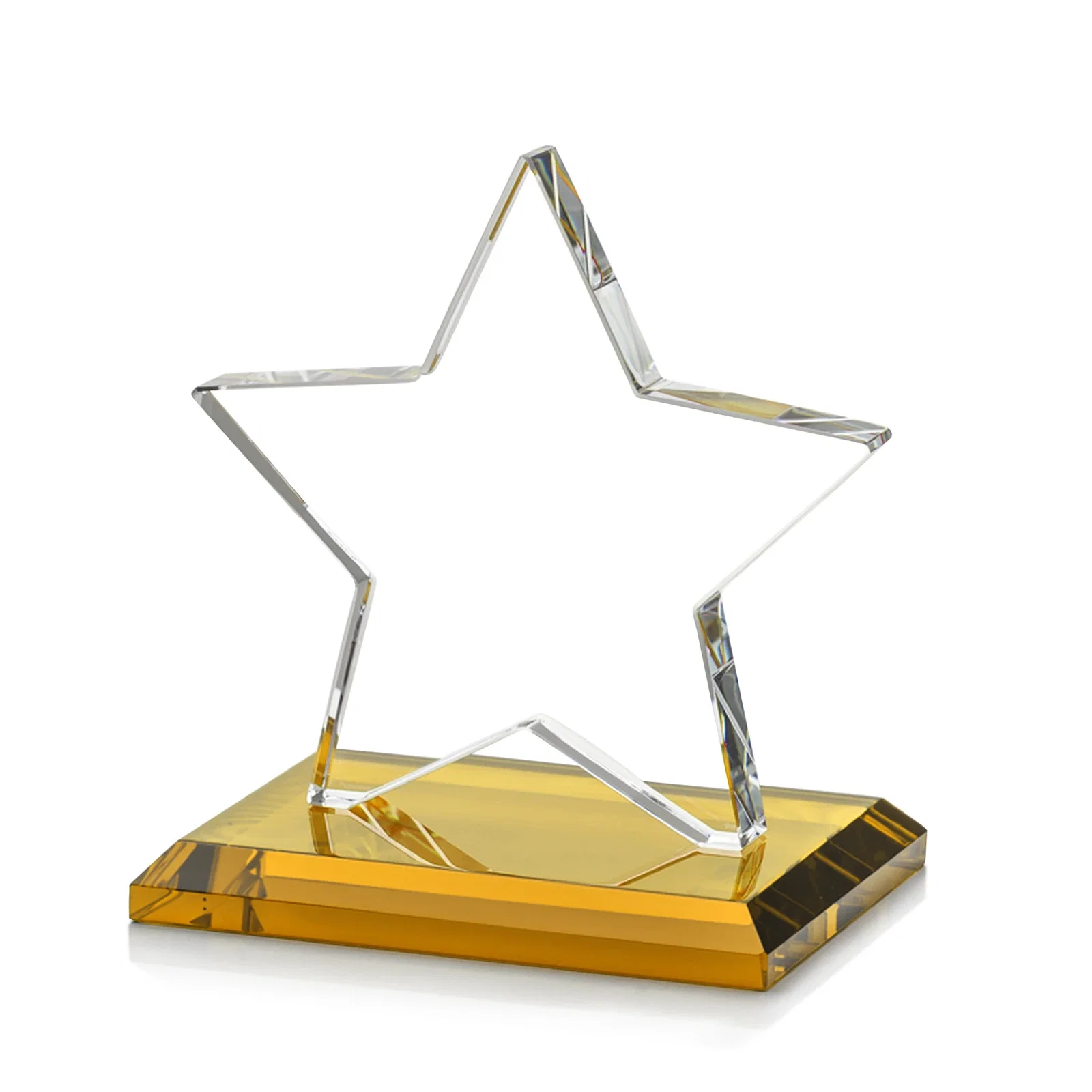 Custom engraved Starfire Crystal Star Award in Amber, Light Blue or Rosewood for retirement presentations