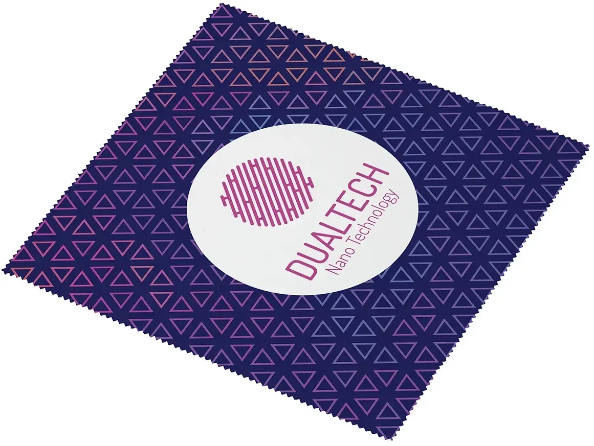 Suede custom textured cleaning cloth shown in second color option, branded microfiber cloth hero view