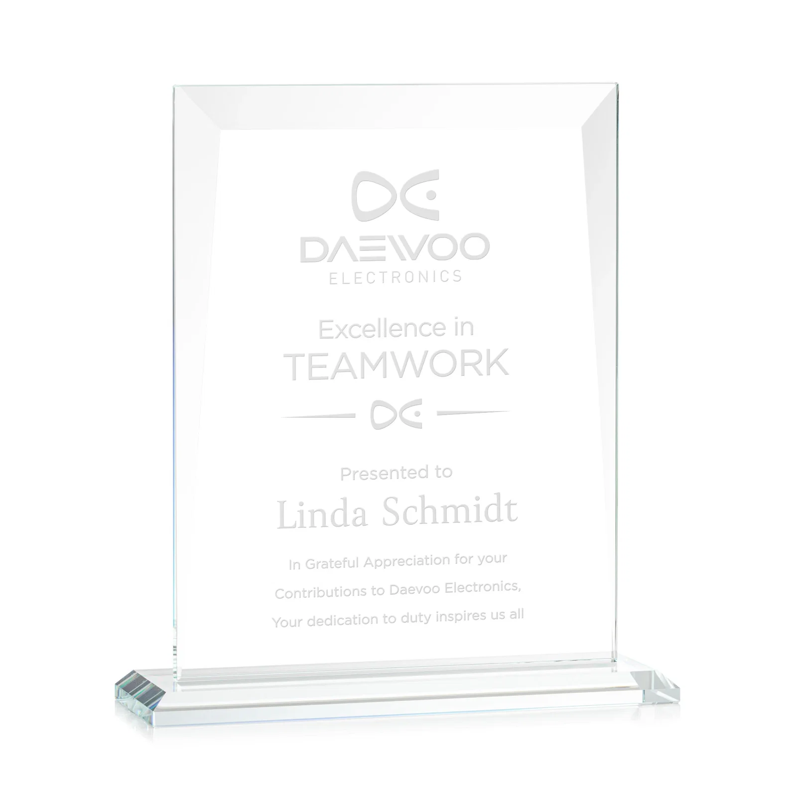 Custom Jade Glass Rectangle Award With Contrasting Color Base for graduation ceremonies