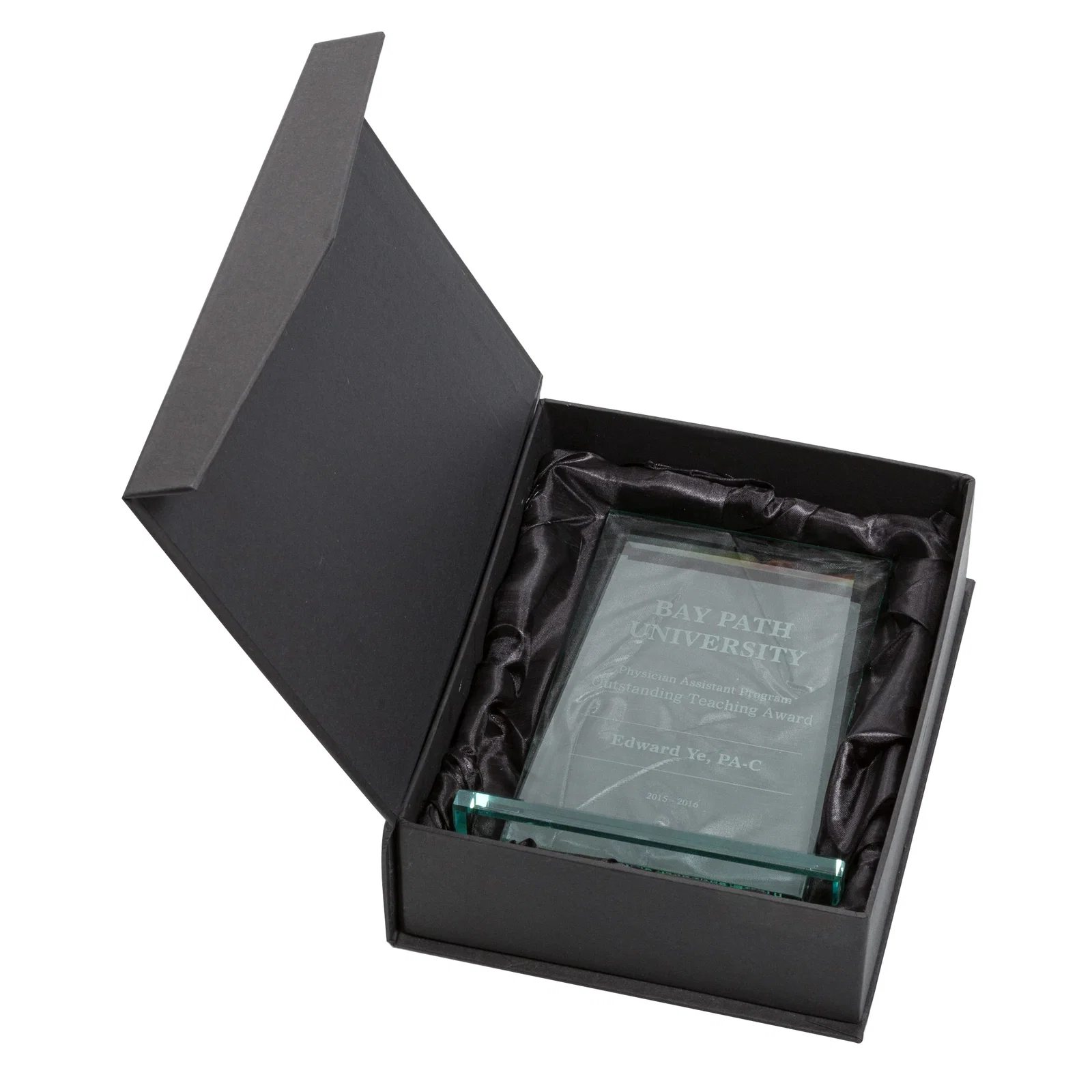 Custom Jade Glass Rectangle Award With Contrasting Color Base for safety achievement programs