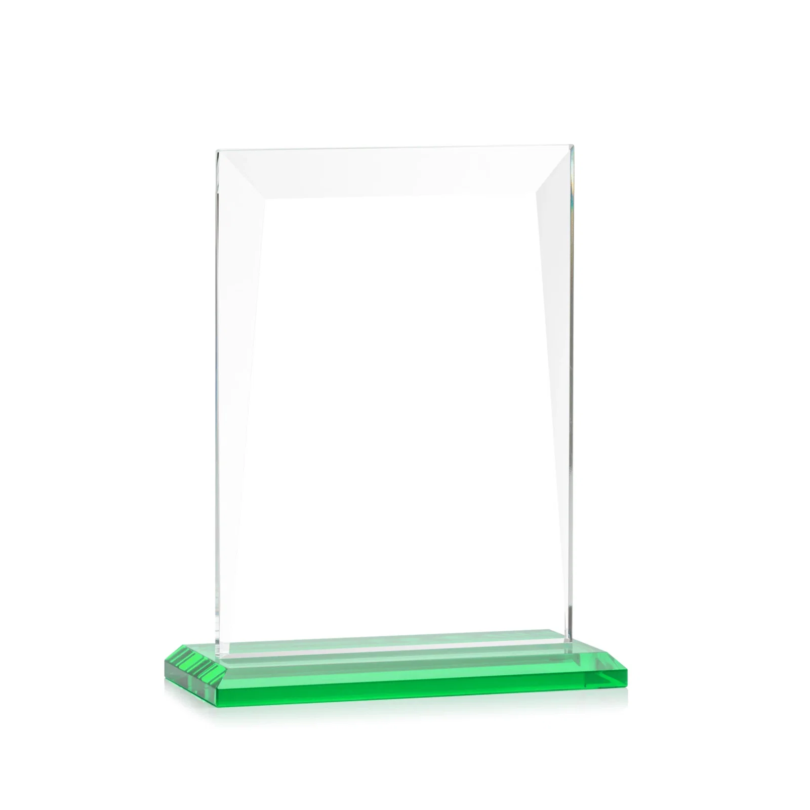 Personalized Jade Glass Rectangle Award With Contrasting Color Base, with your logo for volunteer appreciation