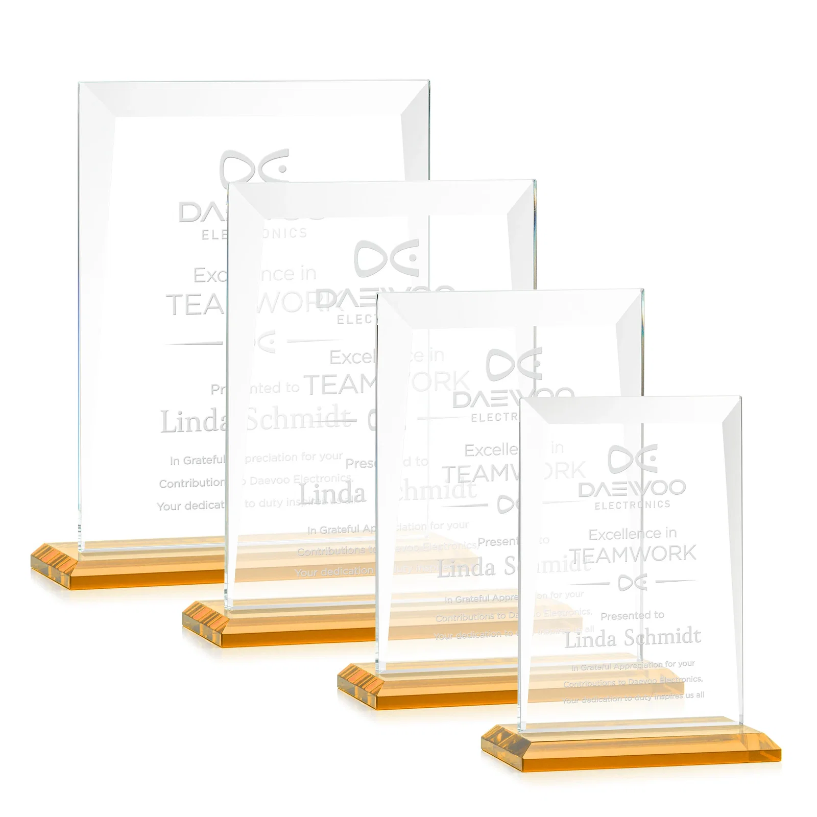 Custom Jade Glass Rectangle Award With Contrasting Color Base for volunteer appreciation