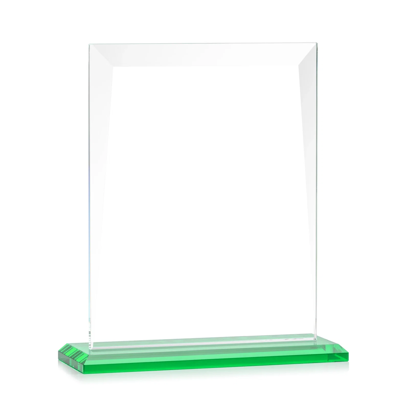 Personalized Jade Glass Rectangle Award With Contrasting Color Base, with your logo for company anniversary events