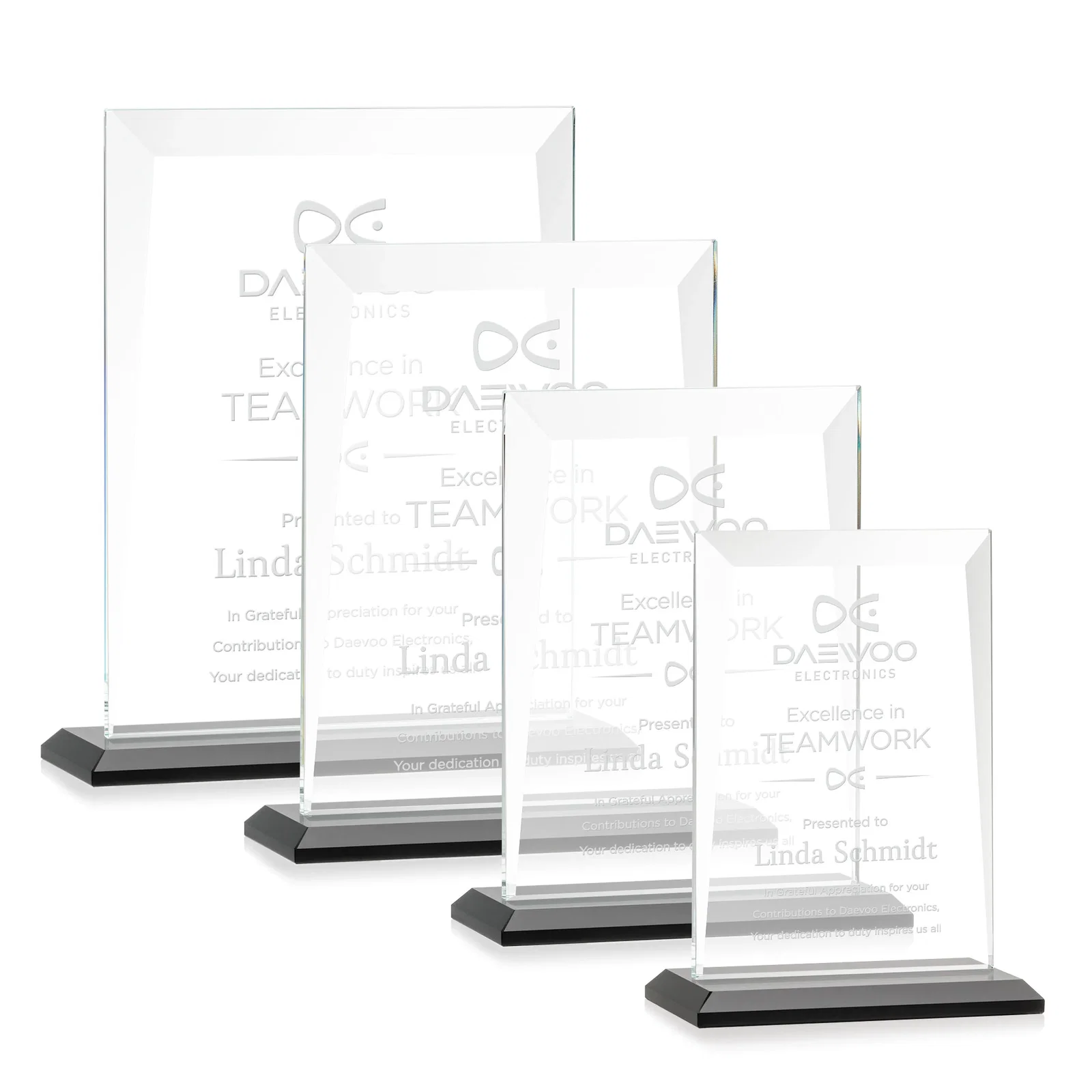 Personalized Jade Glass Rectangle Award With Contrasting Color Base for graduation ceremonies