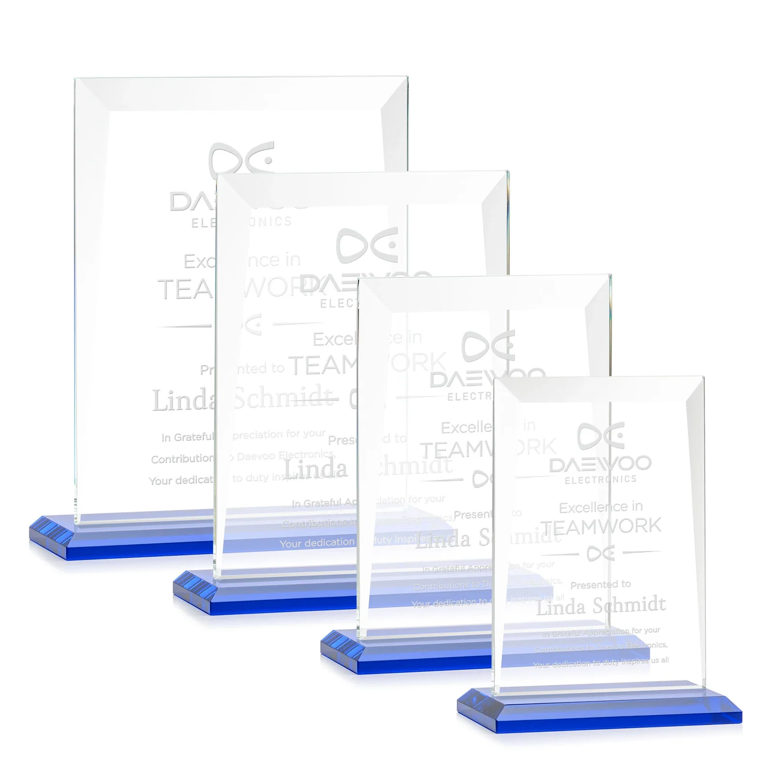 Promotional Jade Glass Rectangle Award With Contrasting Color Base for employee recognition