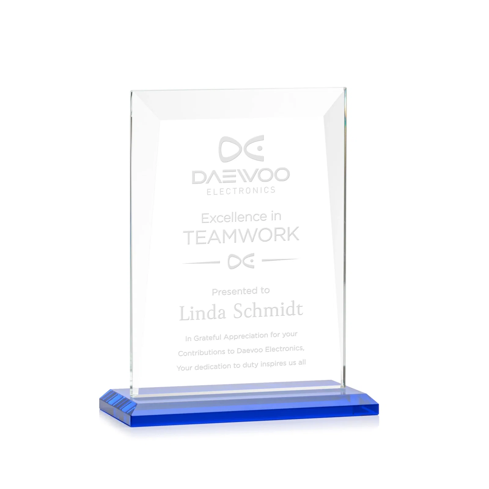 Promotional Jade Glass Rectangle Award With Contrasting Color Base for service anniversary gifts