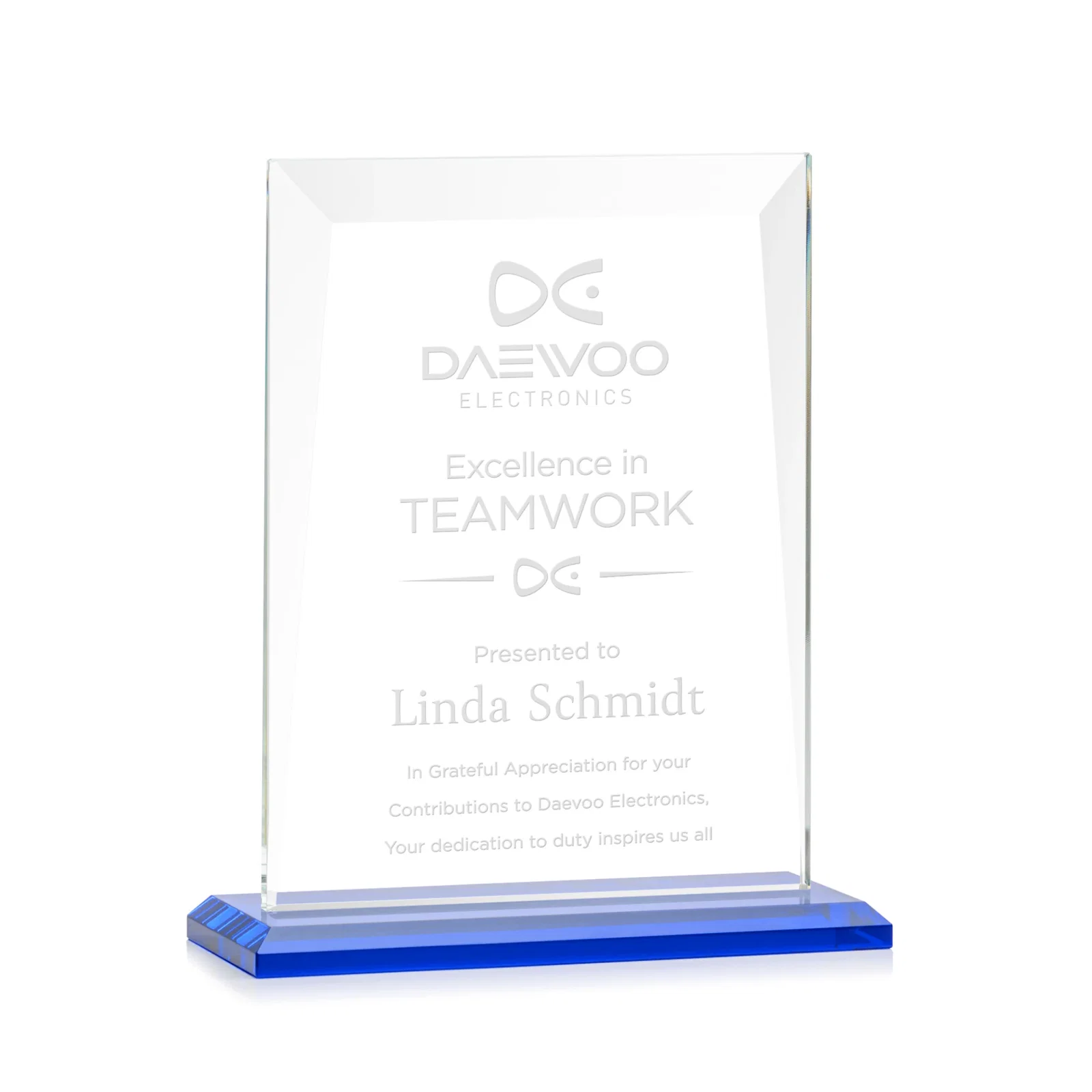 Promotional Jade Glass Rectangle Award With Contrasting Color Base for sales achievement awards