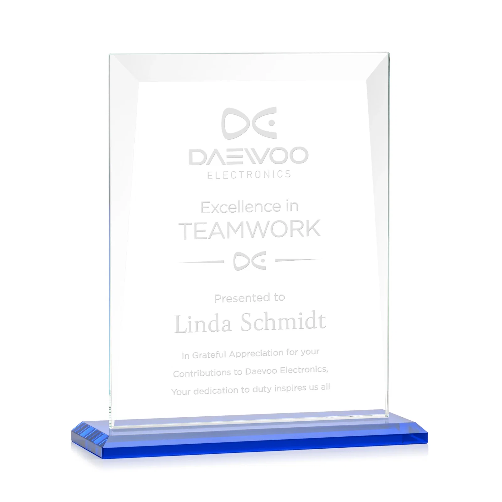 Promotional Jade Glass Rectangle Award With Contrasting Color Base for retirement presentations