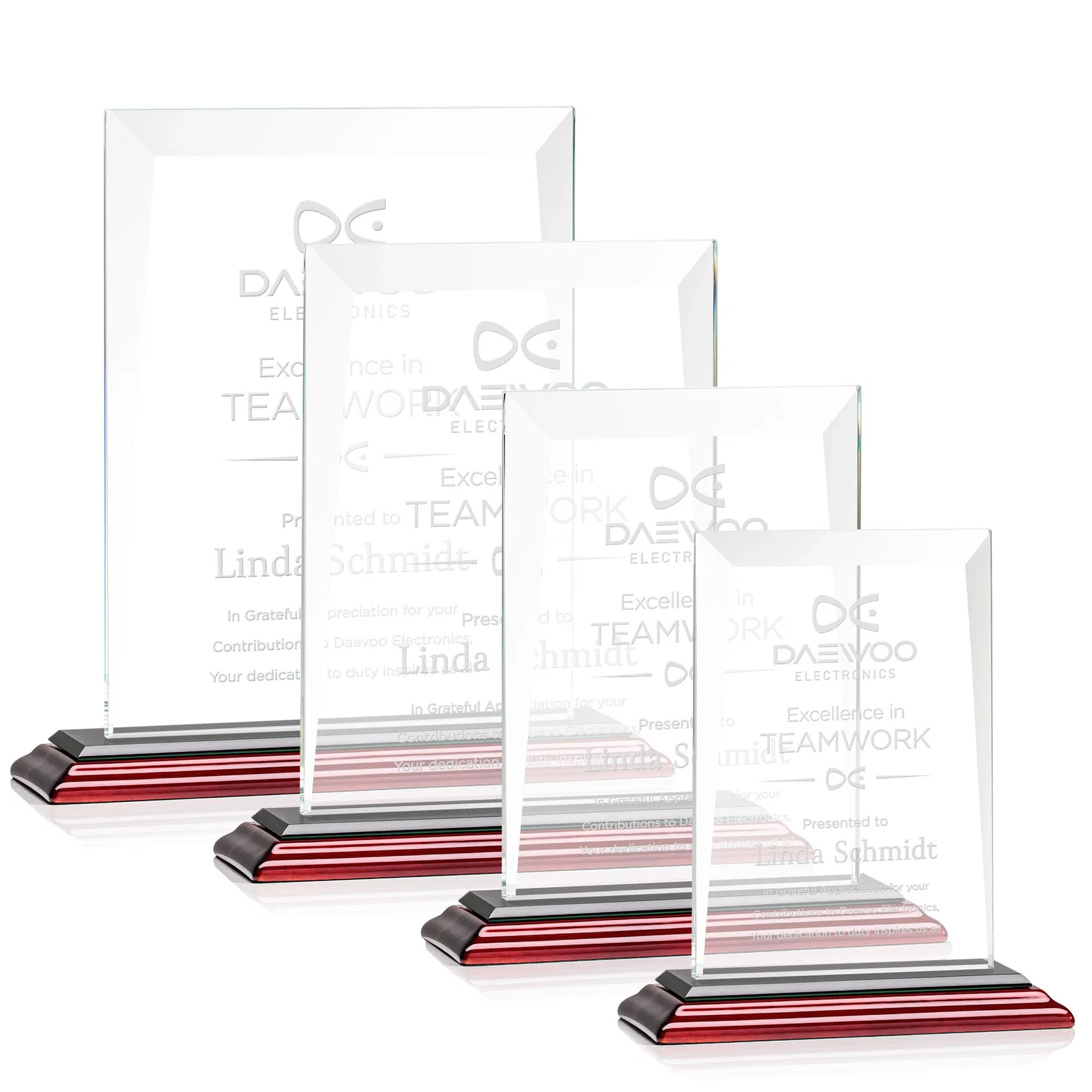 Promotional Jade Glass Rectangle Award With Contrasting Color Base for team milestone celebrations