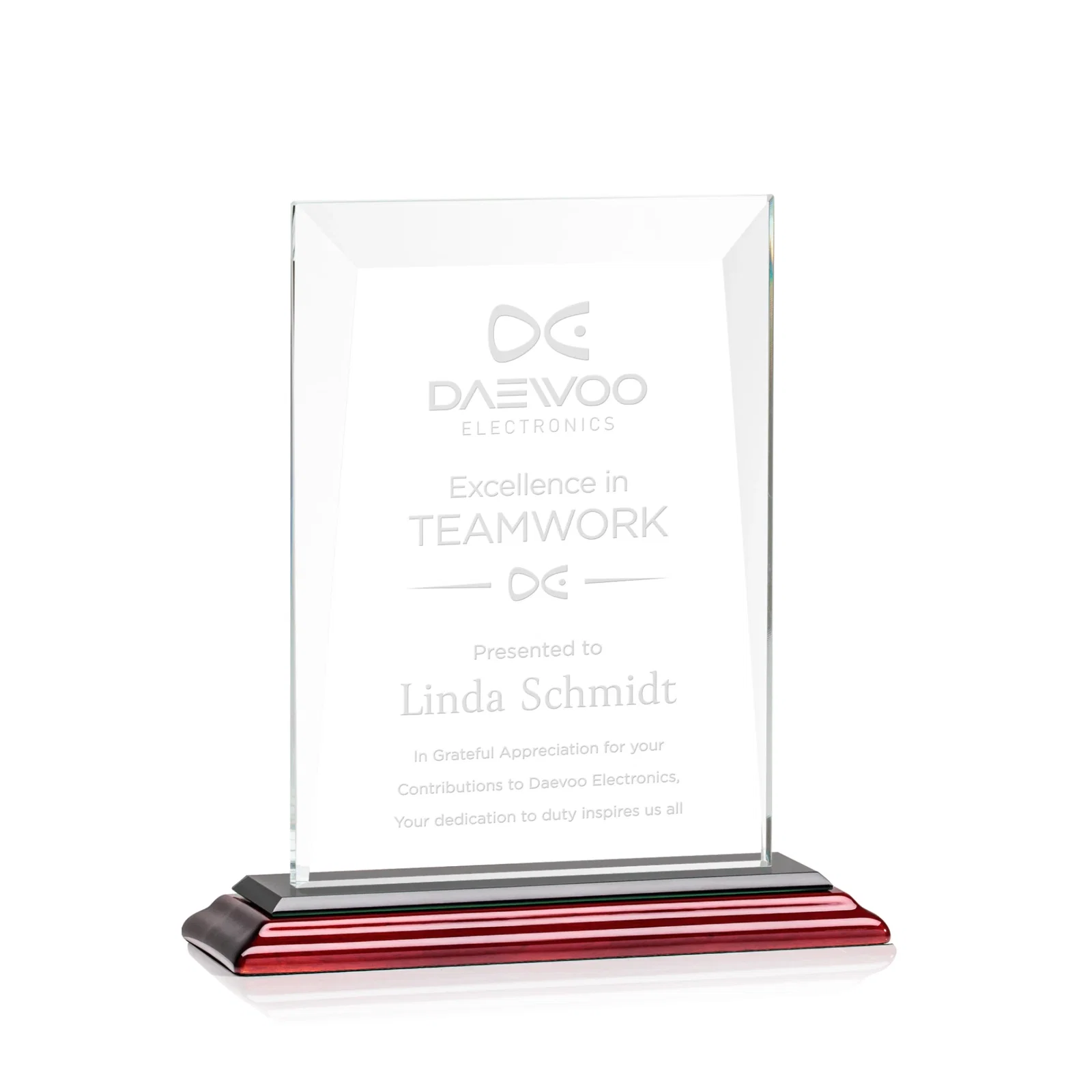 Promotional Jade Glass Rectangle Award With Contrasting Color Base for graduation ceremonies