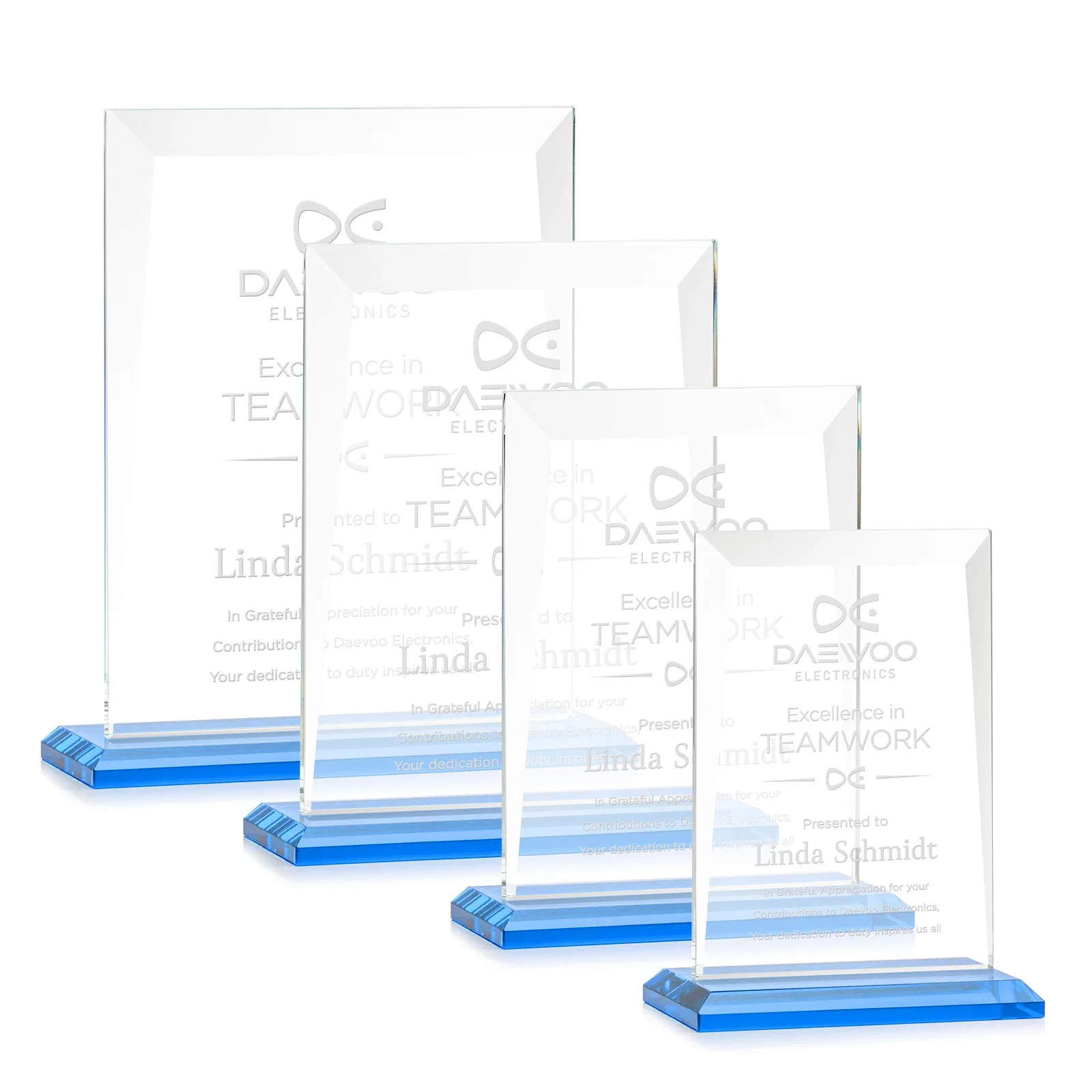 Branded Jade Glass Rectangle Award With Contrasting Color Base for sales achievement awards