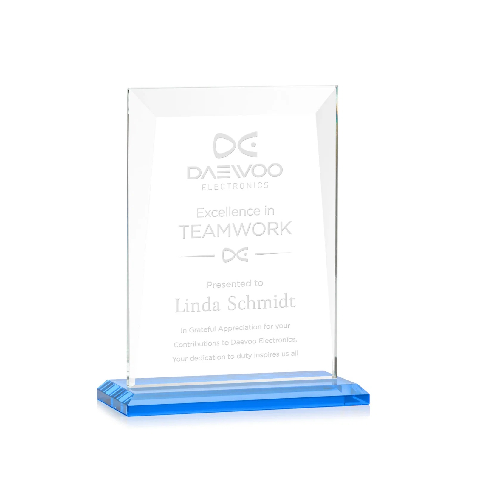 Branded Jade Glass Rectangle Award With Contrasting Color Base for team milestone celebrations