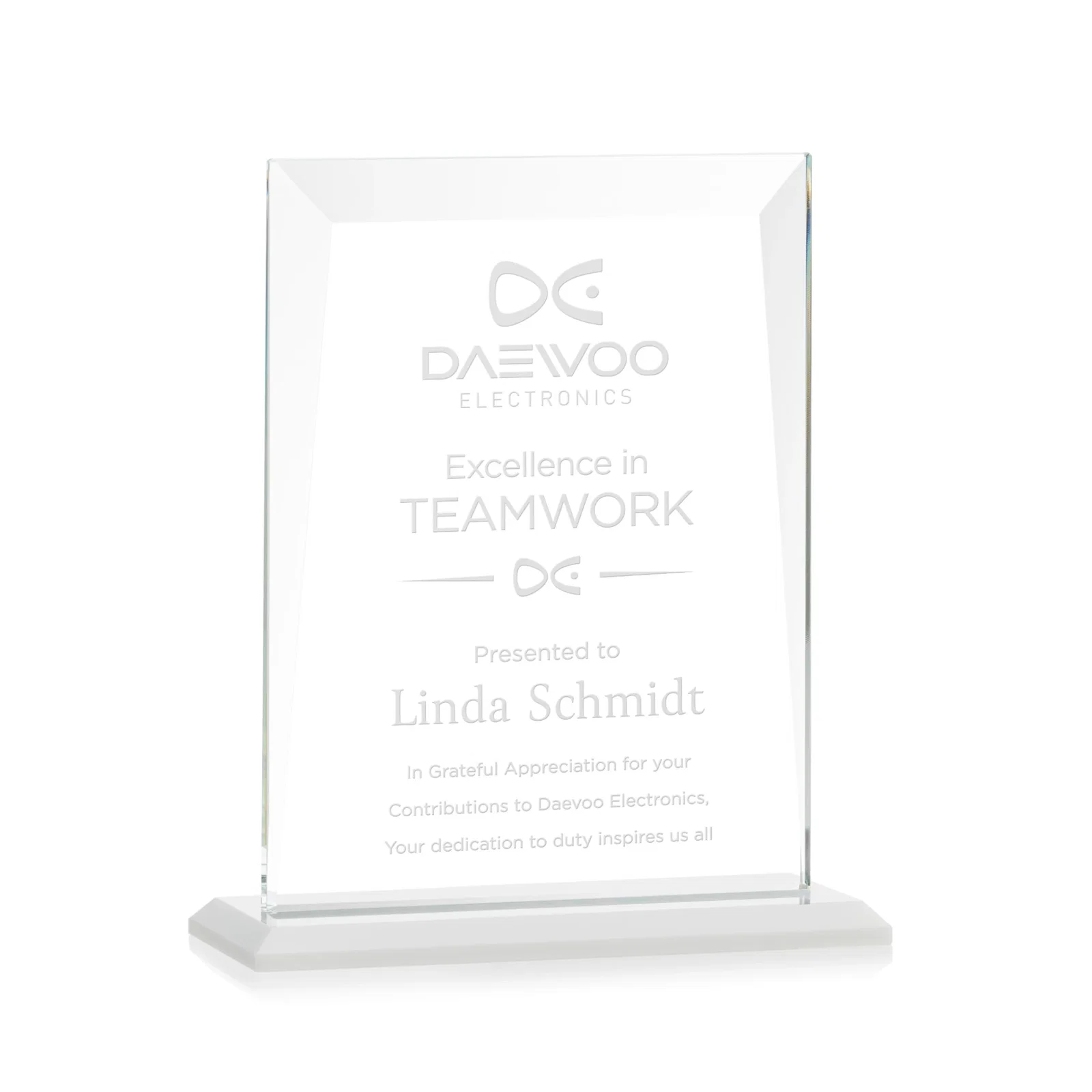 Branded Jade Glass Rectangle Award With Contrasting Color Base for company anniversary events