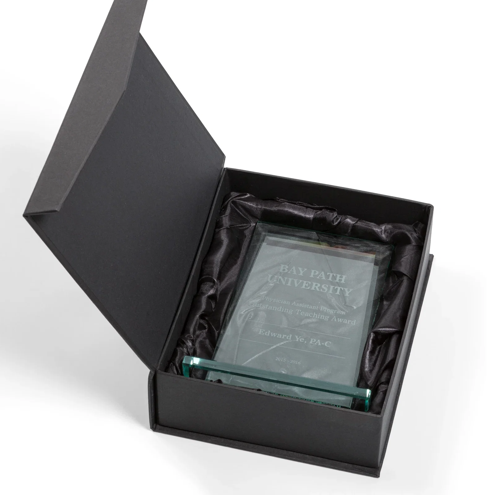 Custom Jade Glass Rectangle Award With Contrasting Color Base for service anniversary gifts
