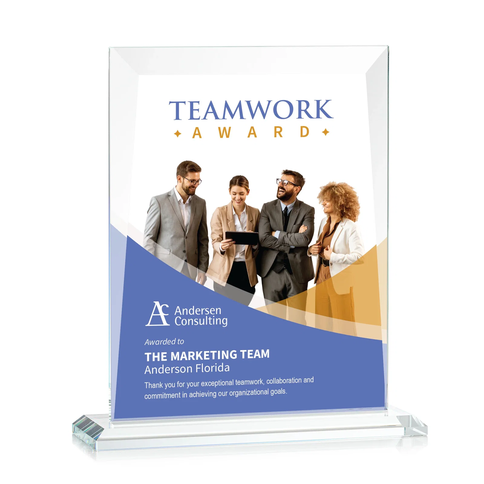 Custom printed Jade Glass Rectangle Award With Contrasting Color Base for team milestone celebrations