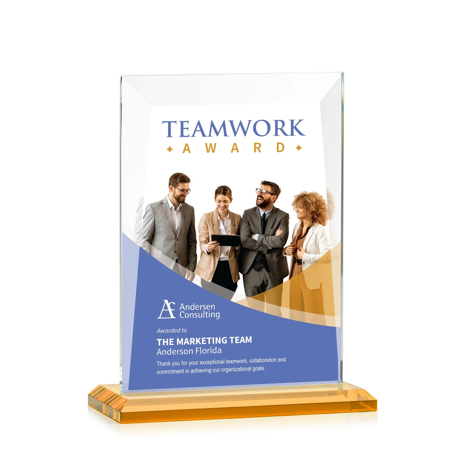 Custom printed Jade Glass Rectangle Award With Contrasting Color Base for safety achievement programs