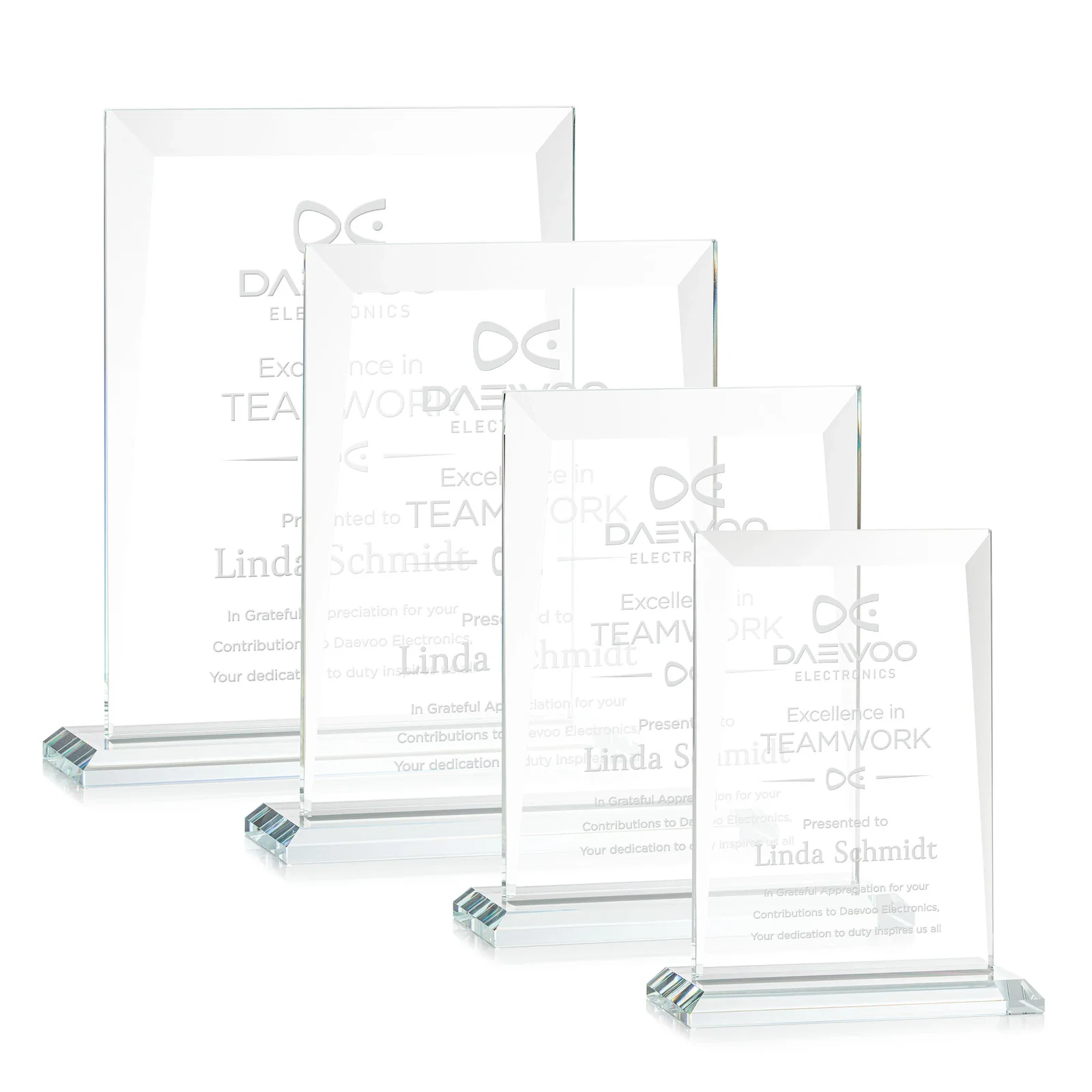 Custom Jade Glass Rectangle Award With Contrasting Color Base for sales achievement awards