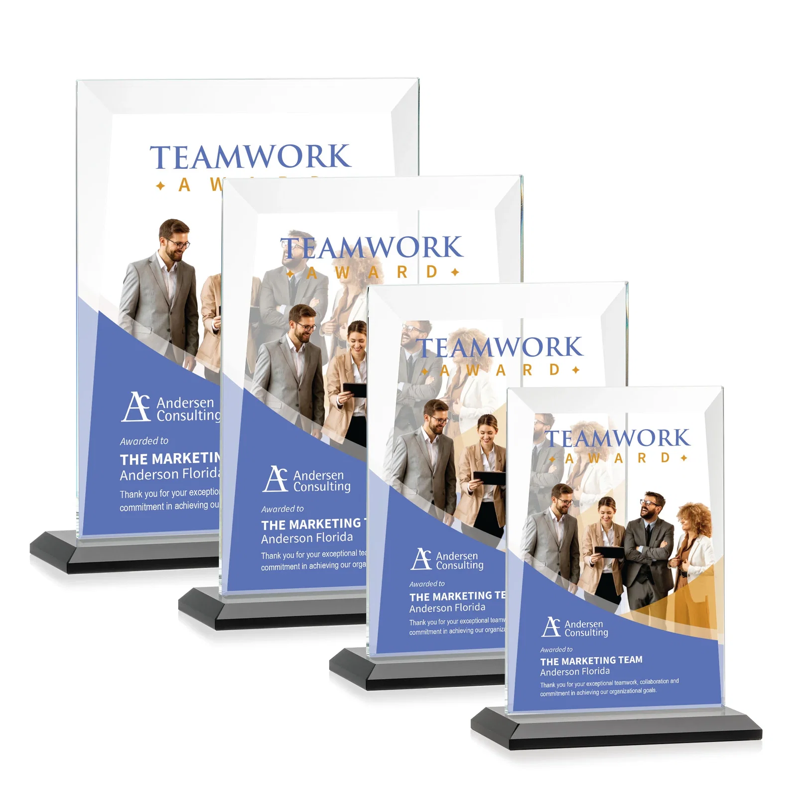 Customized Jade Glass Rectangle Award With Contrasting Color Base for retirement presentations