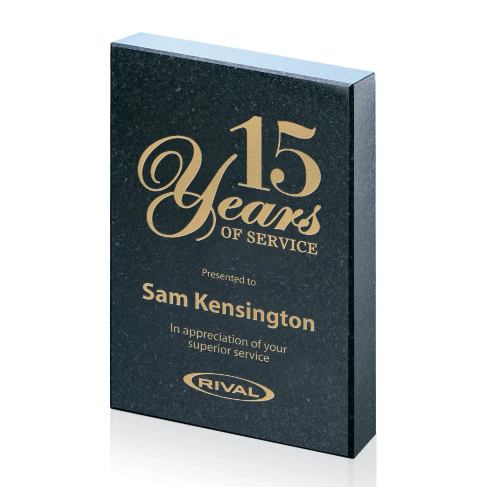 Custom Polished Black Granite Award Block with Swappable Year - Summerland, marble for corporate award ceremonies