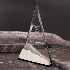 Beveled Acrylic Peak Award on Stonecast Sandstone Hill Base