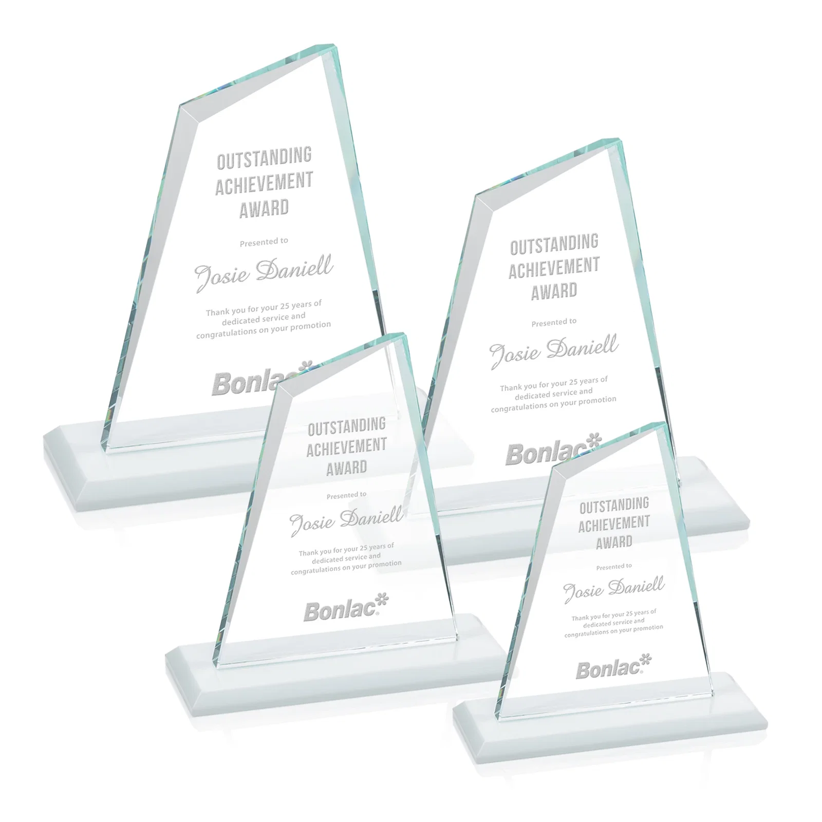 Custom Starfire Crystal Peak Award with White Base in Ten Colors, awards for employee recognition