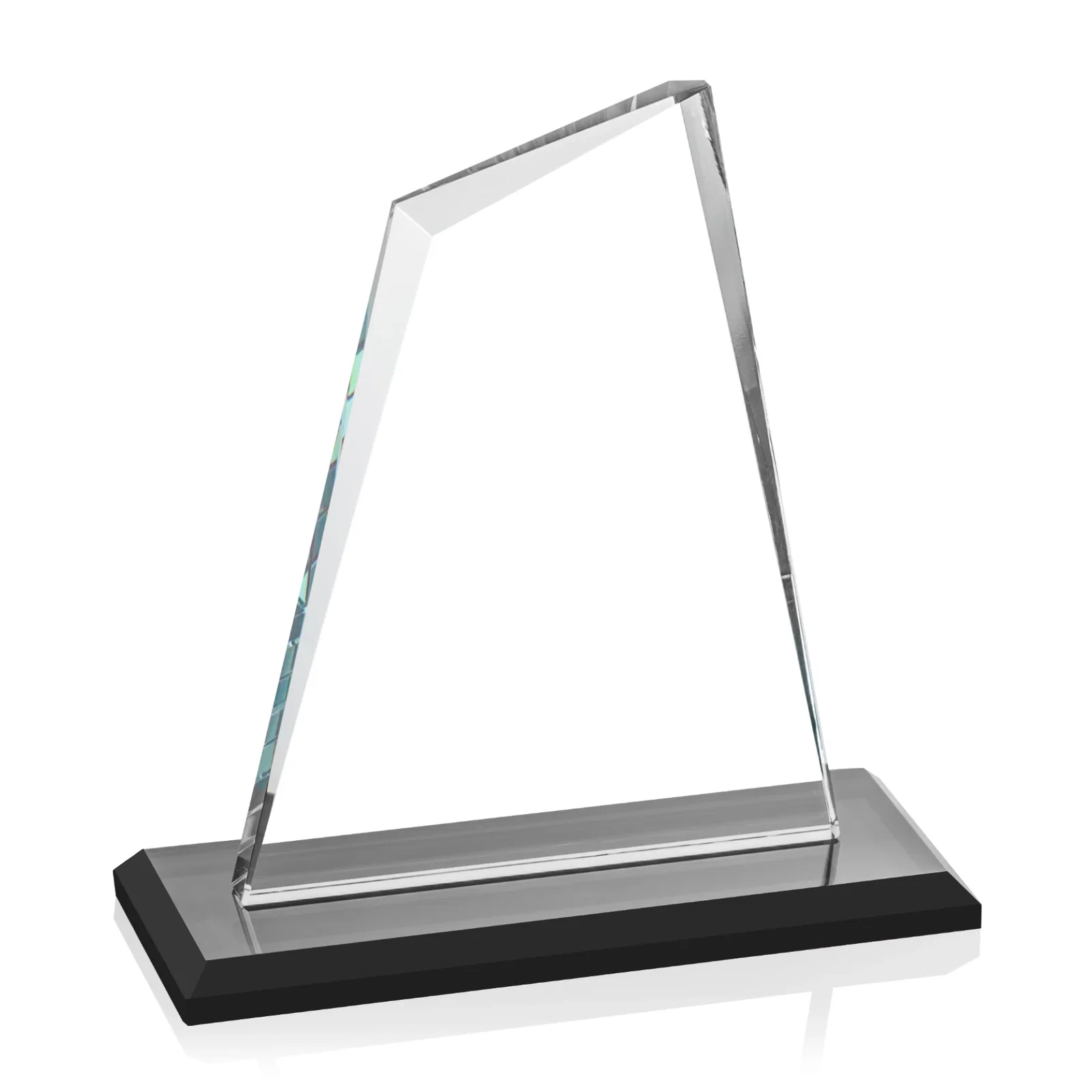 Promotional Starfire Crystal Peak Award with White Base in Ten Colors, awards, with your logo for corporate award ceremonies