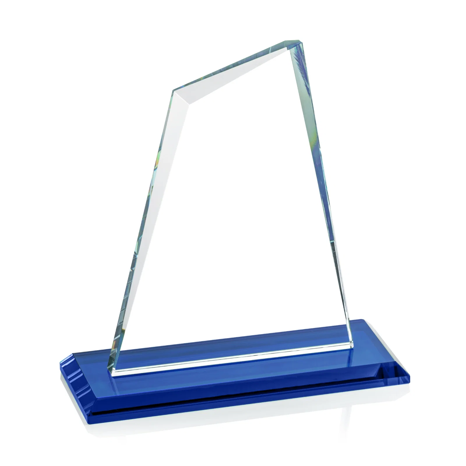 Promotional Starfire Crystal Peak Award with White Base in Ten Colors, awards, with your logo for retirement presentations