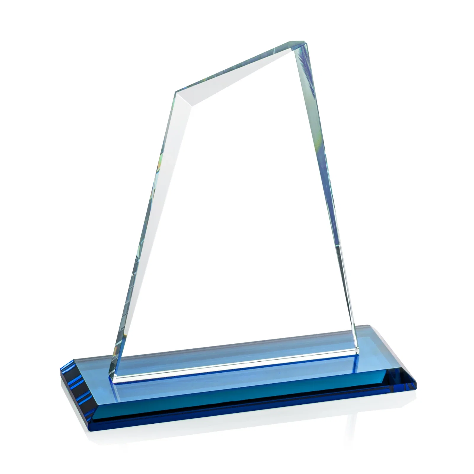 Branded Starfire Crystal Peak Award with White Base in Ten Colors, awards, with your logo for employee recognition