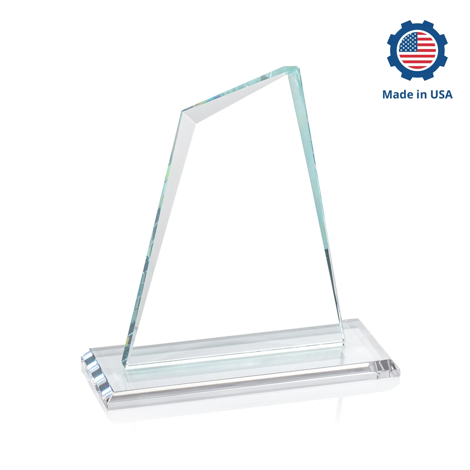 Branded Starfire Crystal Peak Award with White Base in Ten Colors, awards, with your logo for service anniversary gifts