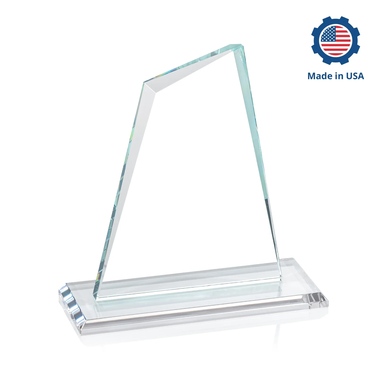 Branded Starfire Crystal Peak Award with White Base in Ten Colors, awards, with your logo for sales achievement awards