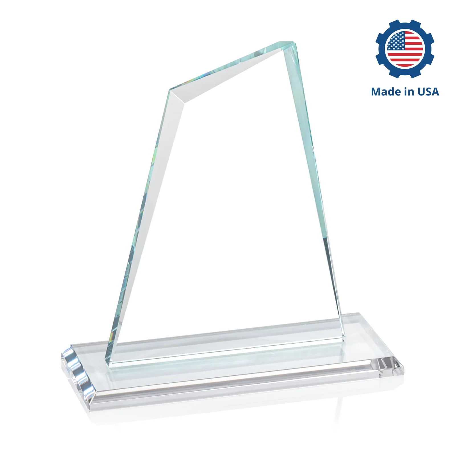 Branded Starfire Crystal Peak Award with White Base in Ten Colors, awards, with your logo for retirement presentations
