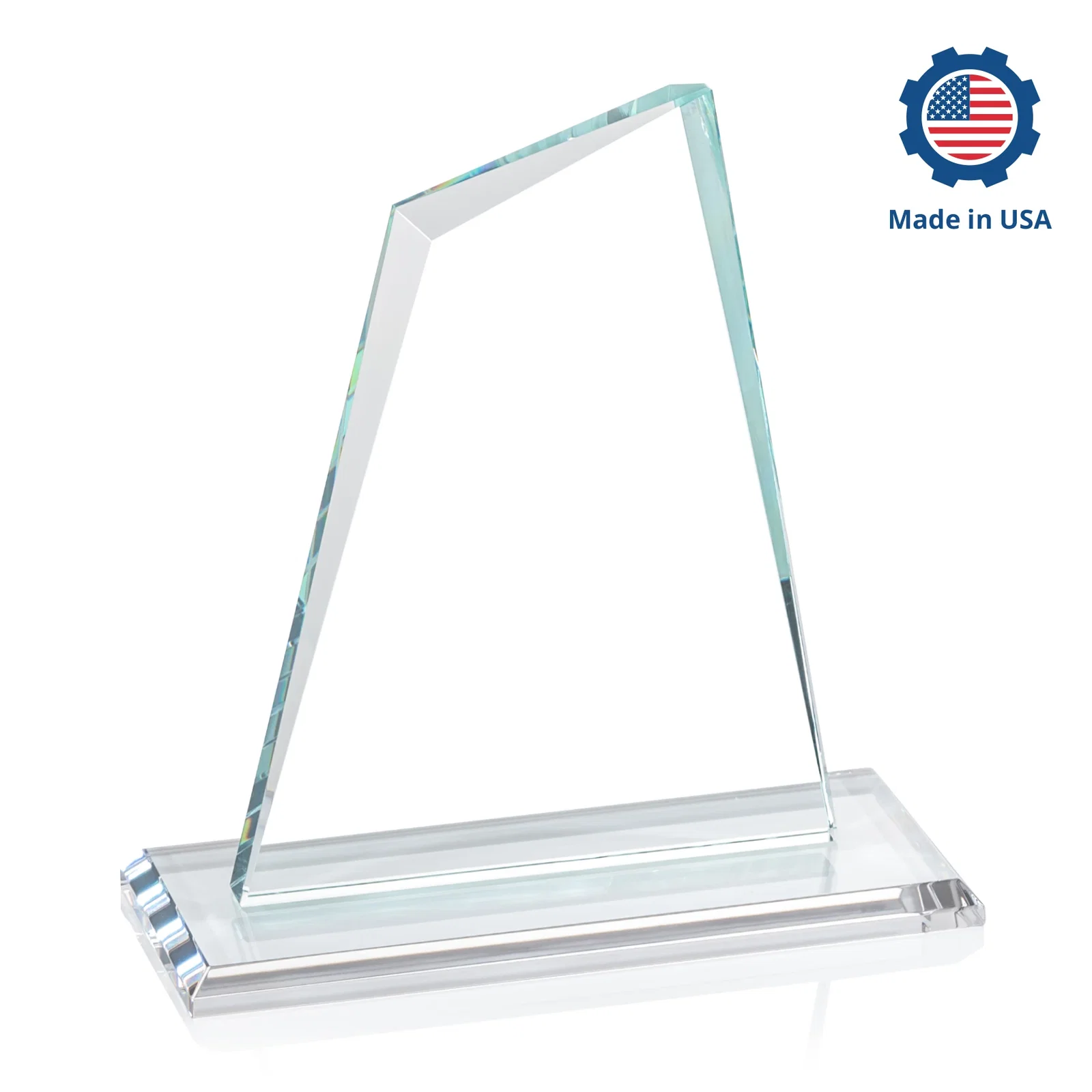Branded Starfire Crystal Peak Award with White Base in Ten Colors, awards, with your logo for team milestone celebrations