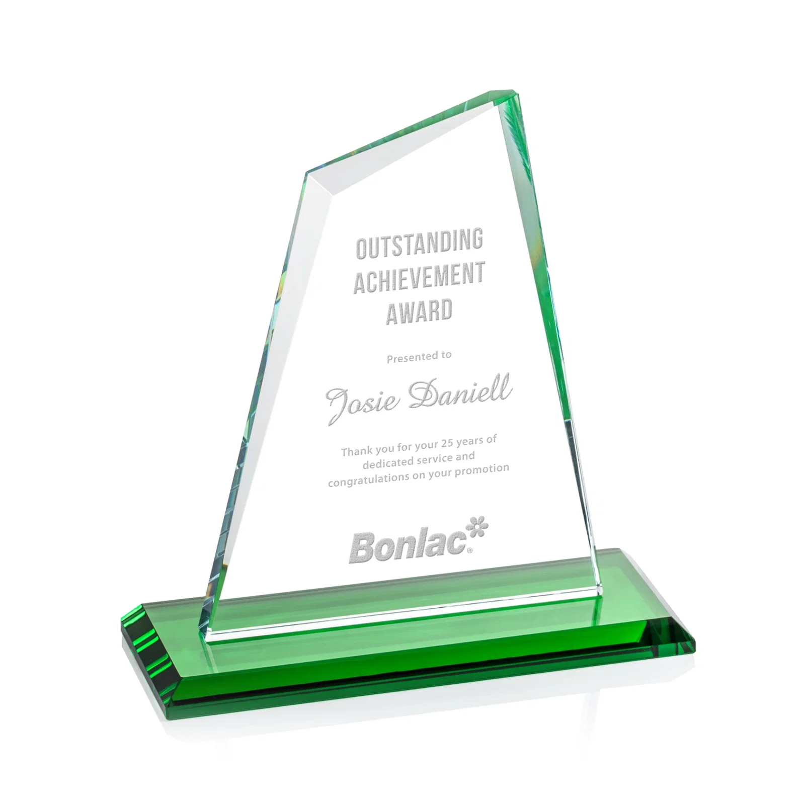 Personalized Starfire Crystal Peak Award with White Base in Ten Colors, awards for team milestone celebrations