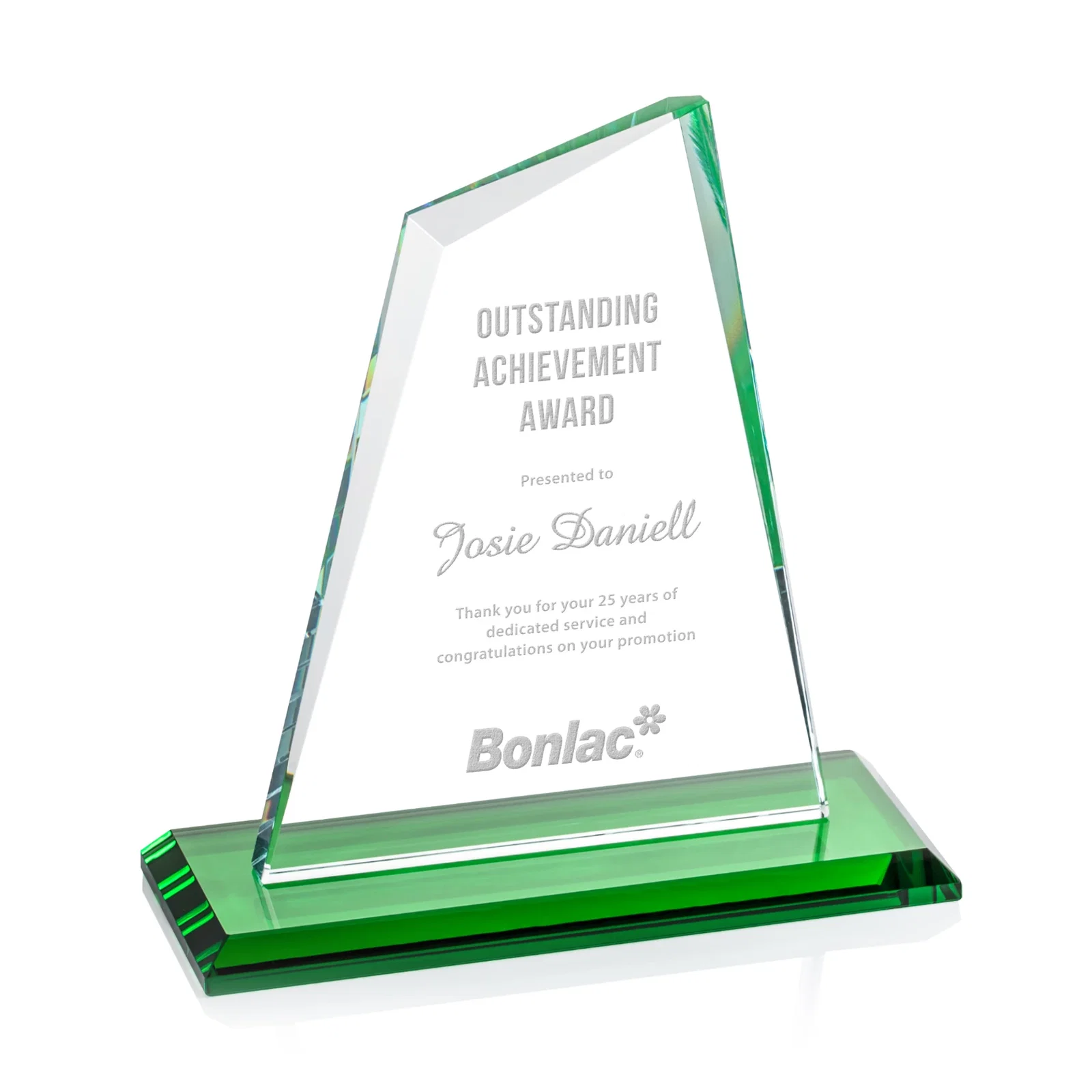 Personalized Starfire Crystal Peak Award with White Base in Ten Colors, awards for donor appreciation