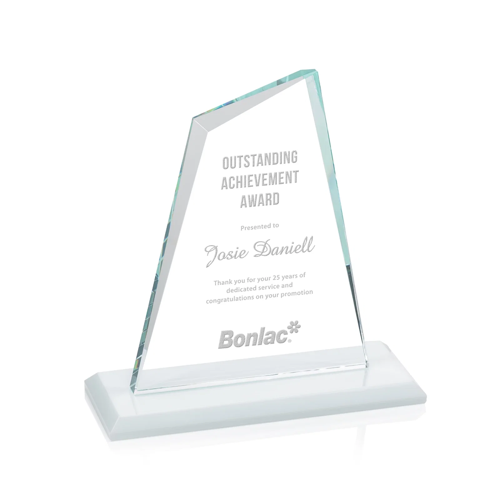 Custom Starfire Crystal Peak Award with White Base in Ten Colors, awards for corporate award ceremonies