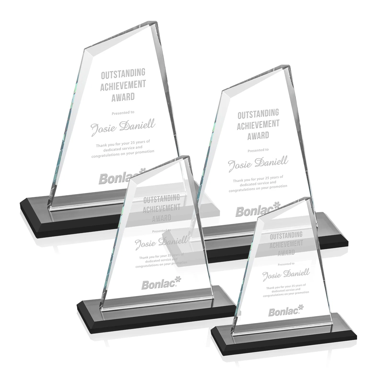 Personalized Starfire Crystal Peak Award with White Base in Ten Colors, awards for safety achievement programs